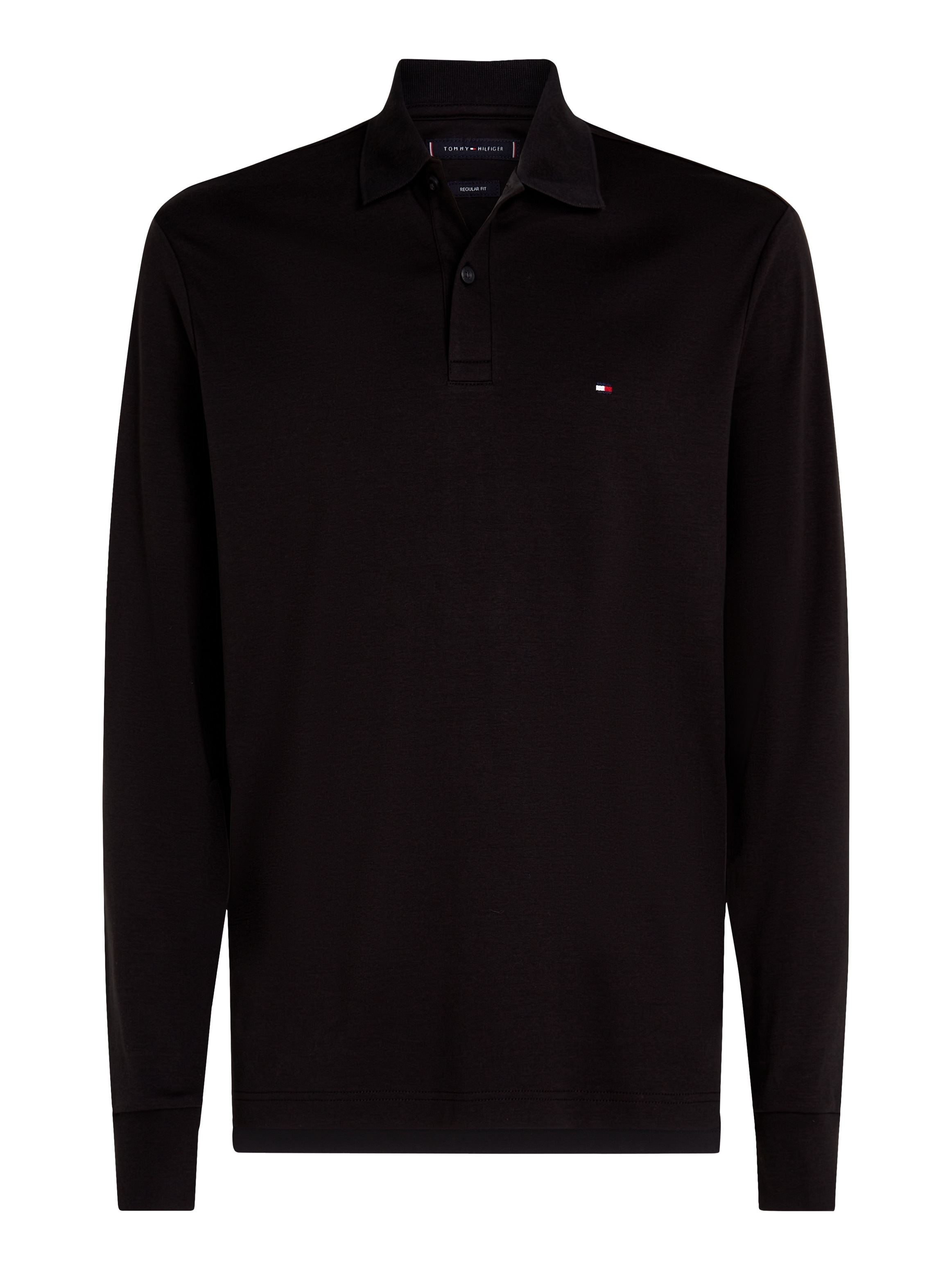 Tommy Hilfiger Langarm-Poloshirt »L/S LIQUID COTTON REG POLO mit Jersey und Markenlabel«, unifarben, casual, regular fit, Baumwolle, Polokragen