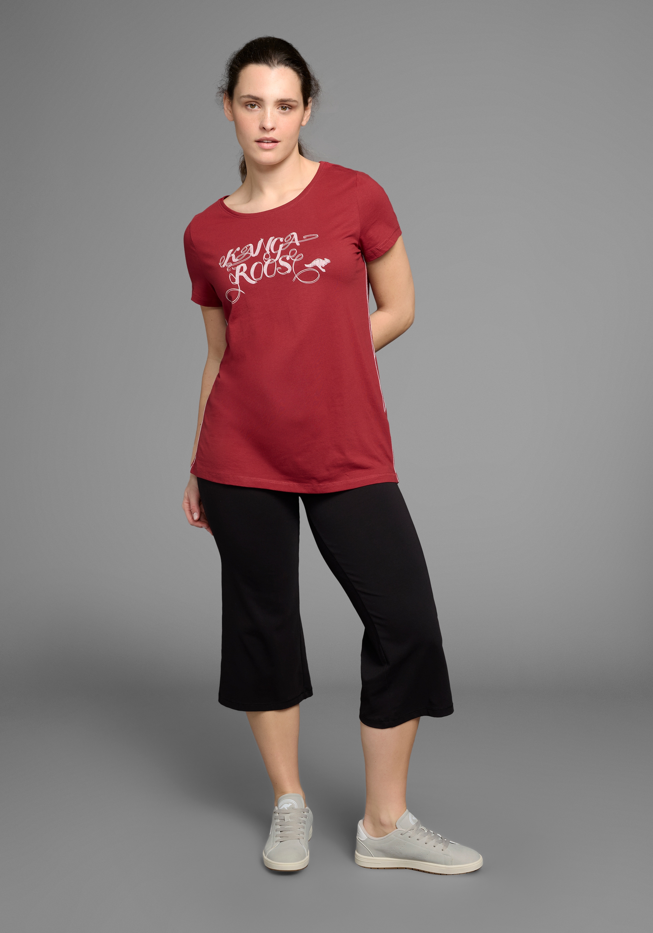 KangaROOS Longshirt, (Packung, 2 tlg., 2er-Pack), Kurzarm, figurumschmeichelnde Passform