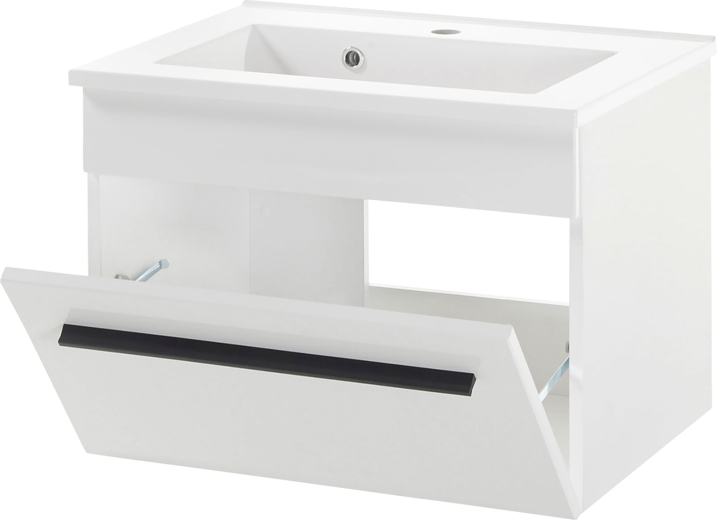 INOSIGN Waschtisch »Cantara, Waschtisch inkl. Waschbecken, modernes Design«, mit schwarzem Griff, ausreichend Stauraum