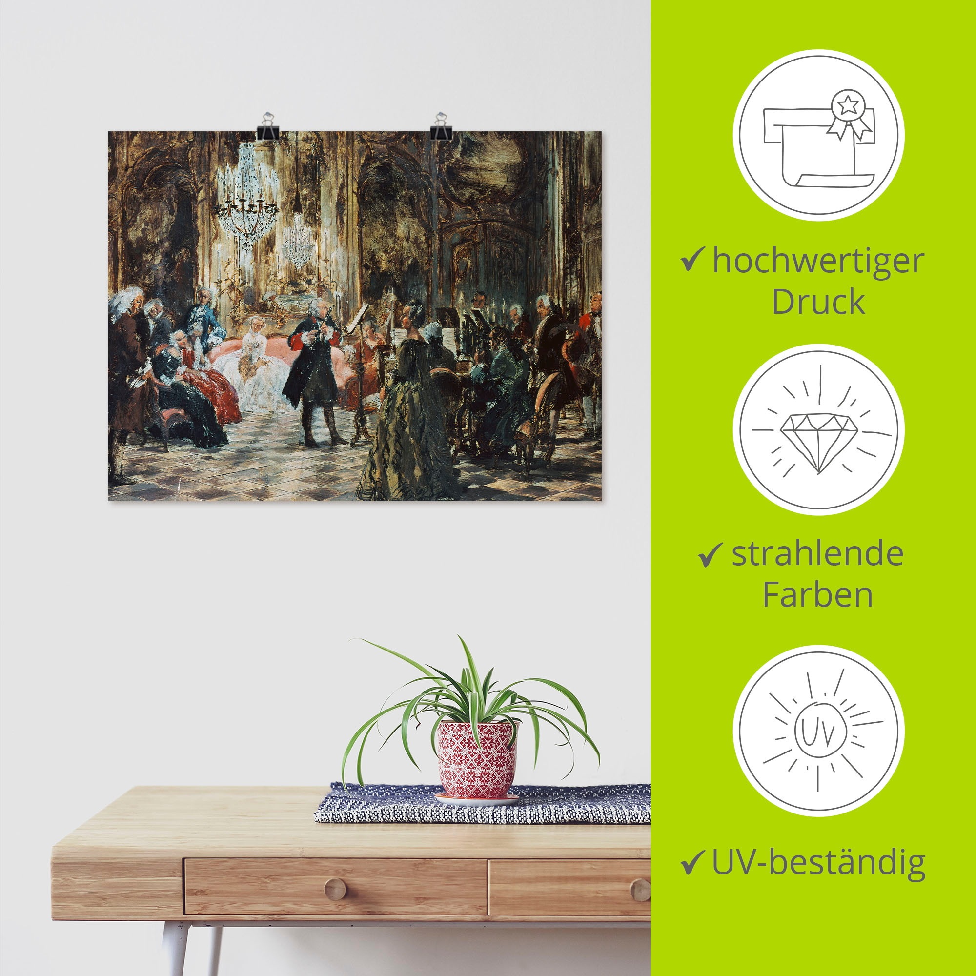 Artland Wandbild »Flötenkonzert Friedrich des Grossen.«, Orchester & Bands, (1 St.), als Leinwandbild, Poster in verschied. Grössen