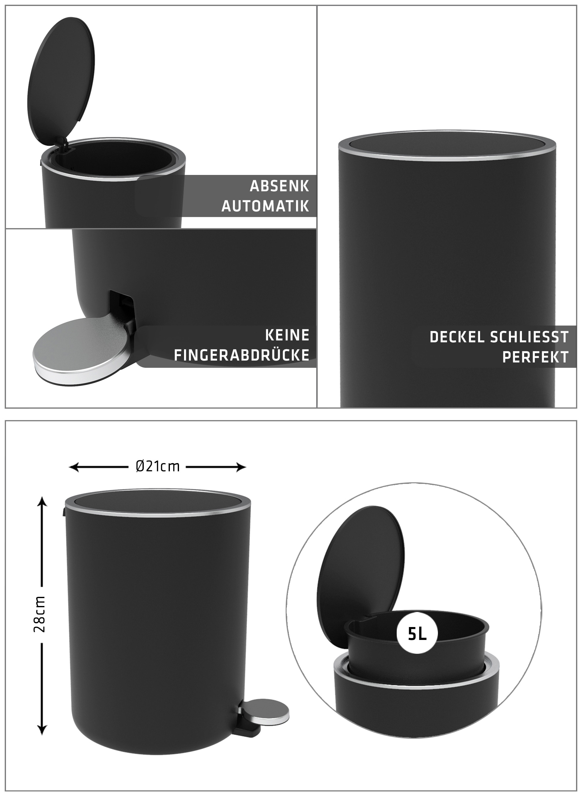 Bischof Kosmetikeimer »Design Bad«, 1 Behälter, Ø 21 cm, Höhe 28 cm, Fassungsvermögen 5,5 l