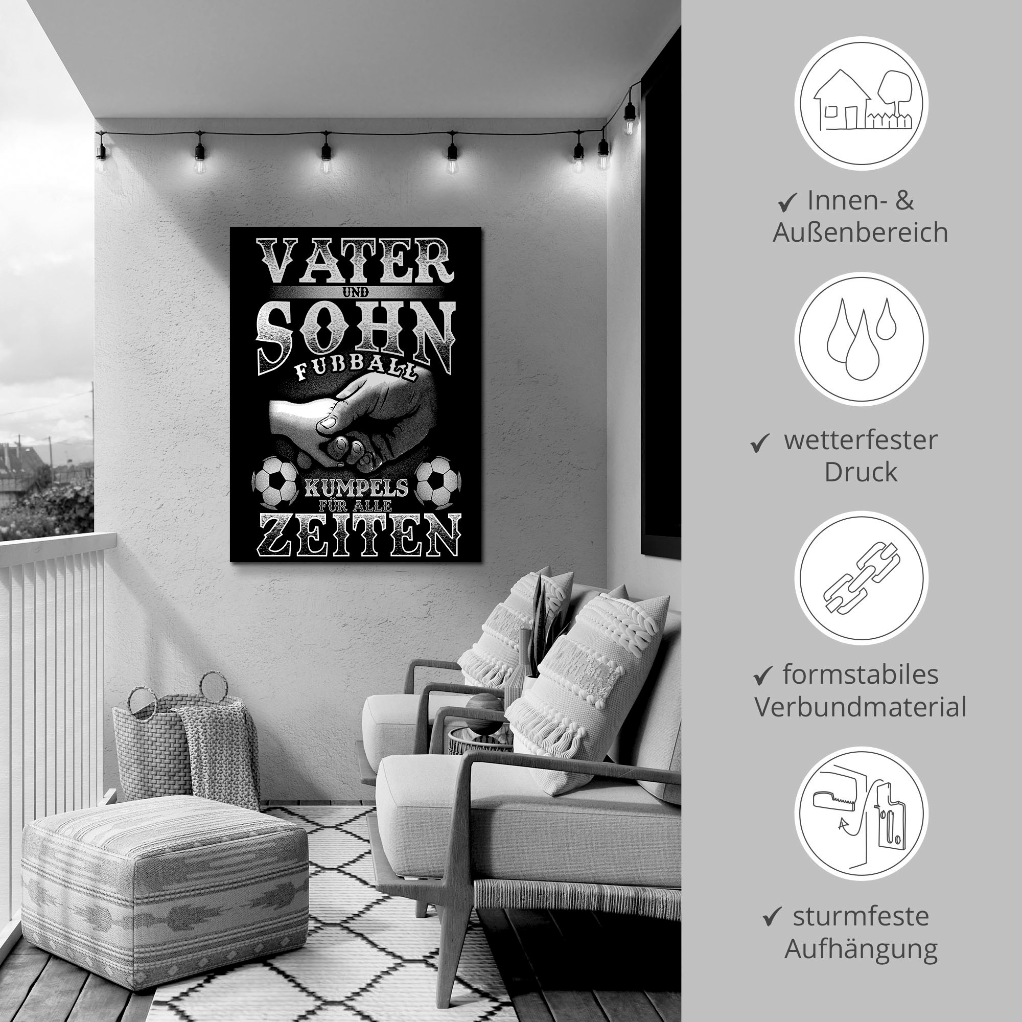 Artland Wandbild »Vater und Sohn Fussball Kumpels«, Sprüche & Texte, (1 St.), als Alubild, Outdoorbild, Poster in verschied. Grössen