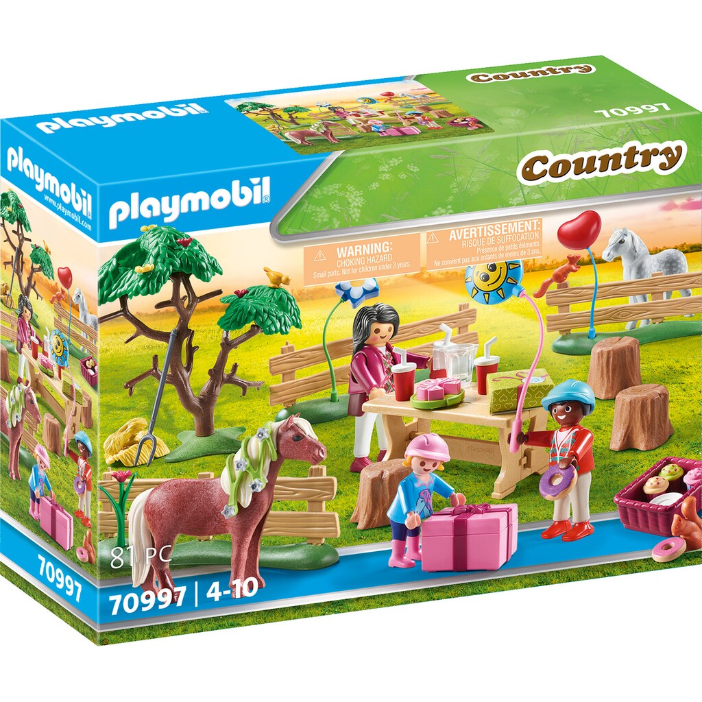 Playmobil® Konstruktions-Spielset »Kindergeburtstag auf dem Ponyhof (70997), Country«, (81 St.)