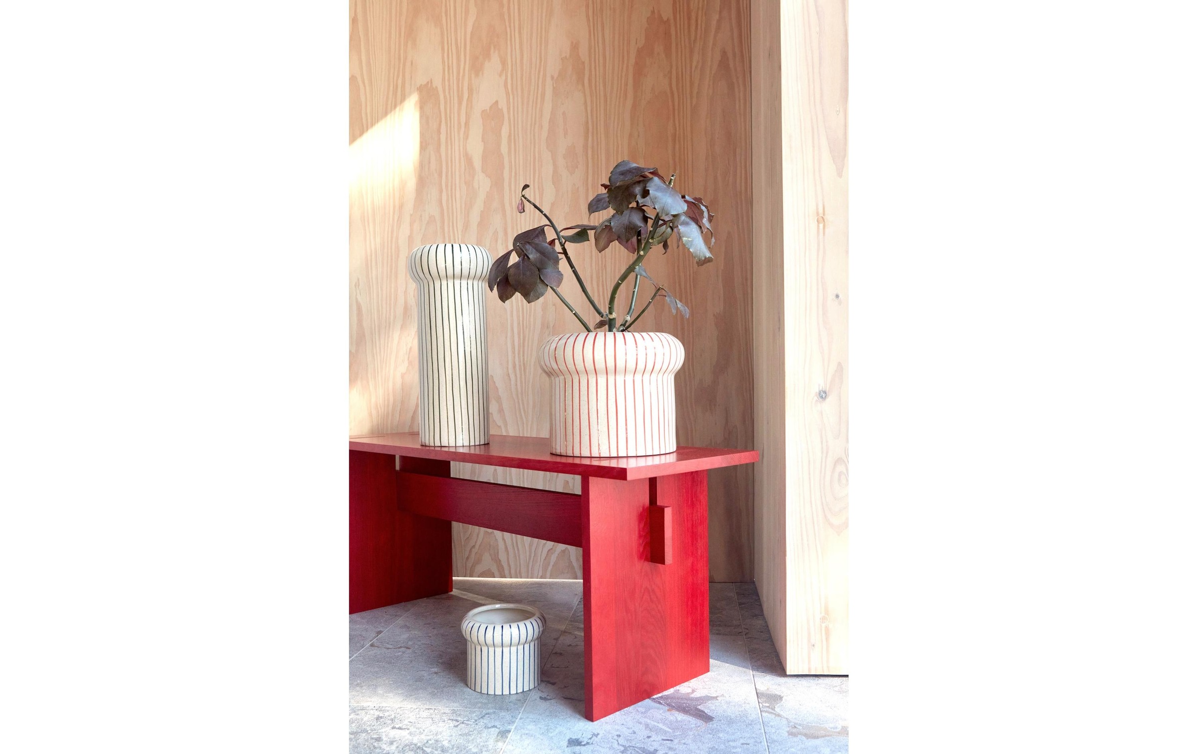 OYOY Dekovase »Aki gross 22 cm, Alt Weiss/Rot«