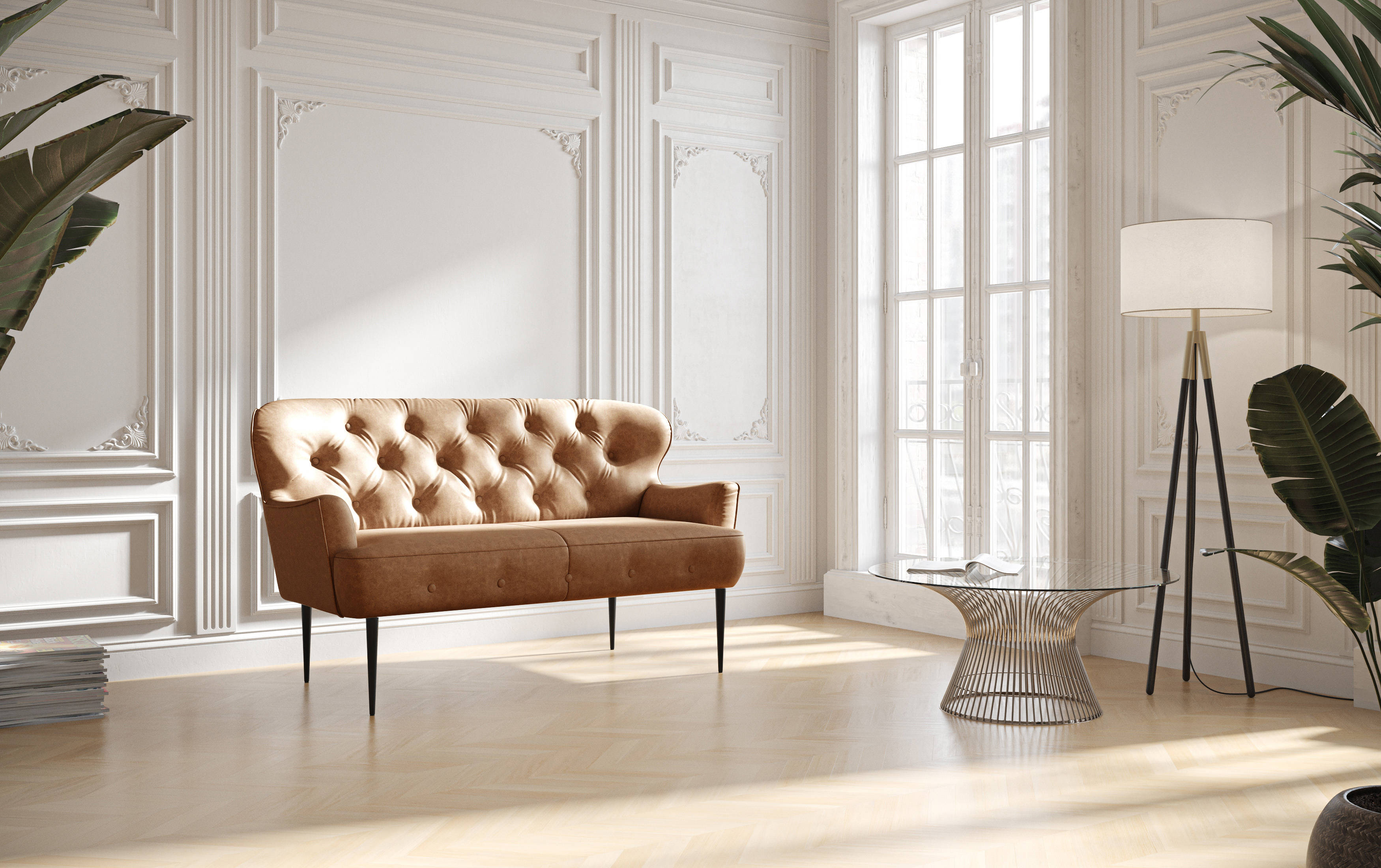 Home affaire 2-Sitzer "Amber" mit Knopfheftung,in verschieden Stoffarten