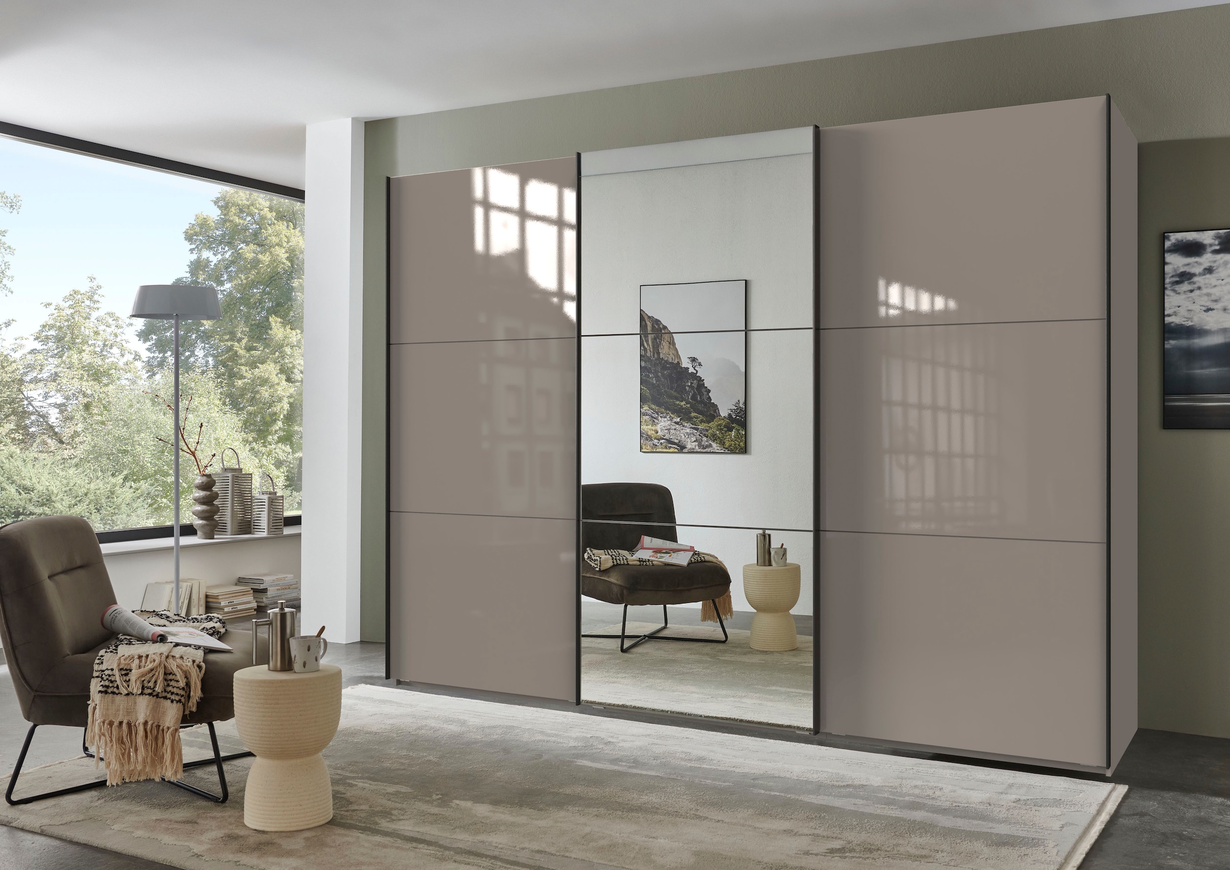 Wimex Kleiderschrank »Indiana by fresh to go, wahlweise mit oder ohne Spiegel«, (INKLUSIVE Innenausstattung und Selbsteinzug für die Türen), grosse Breiten250 oder 300cm, mit oder ohne Glasfront, Made in Germany