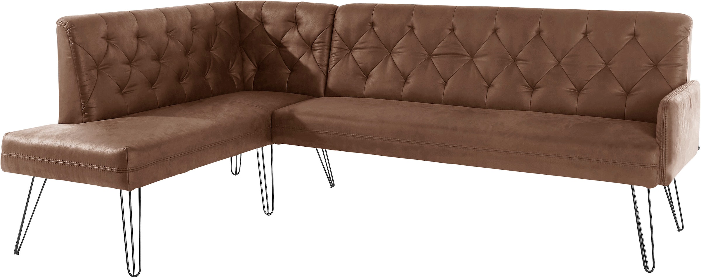 exxpo - sofa fashion Eckbank »Doppio, Chesterfield Optik, komfortabel und bequem, hohe Designfüsse«, Frei im Raum stellbar