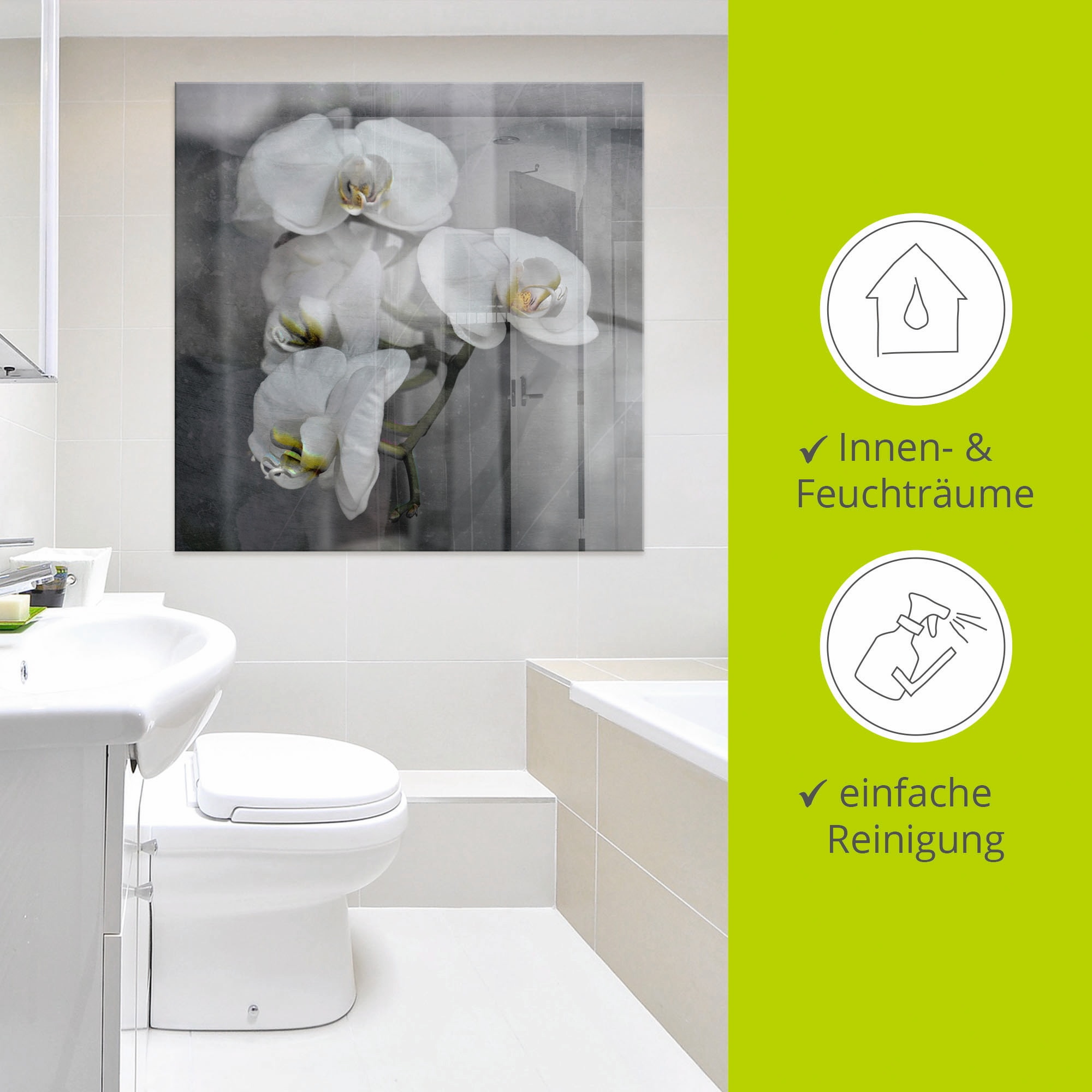 Artland Glasbild »Weisse Orchideen - white Orchid«, Blumen, (1 St.), in verschiedenen Grössen
