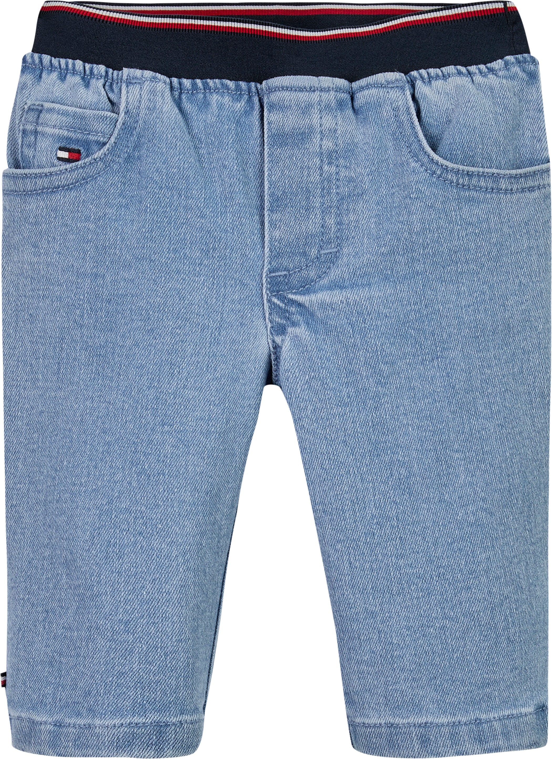 Tommy Hilfiger Schlupfjeans »MICRO GLOBAL STRIPE DENIM PANTS«, mit Logostickereien