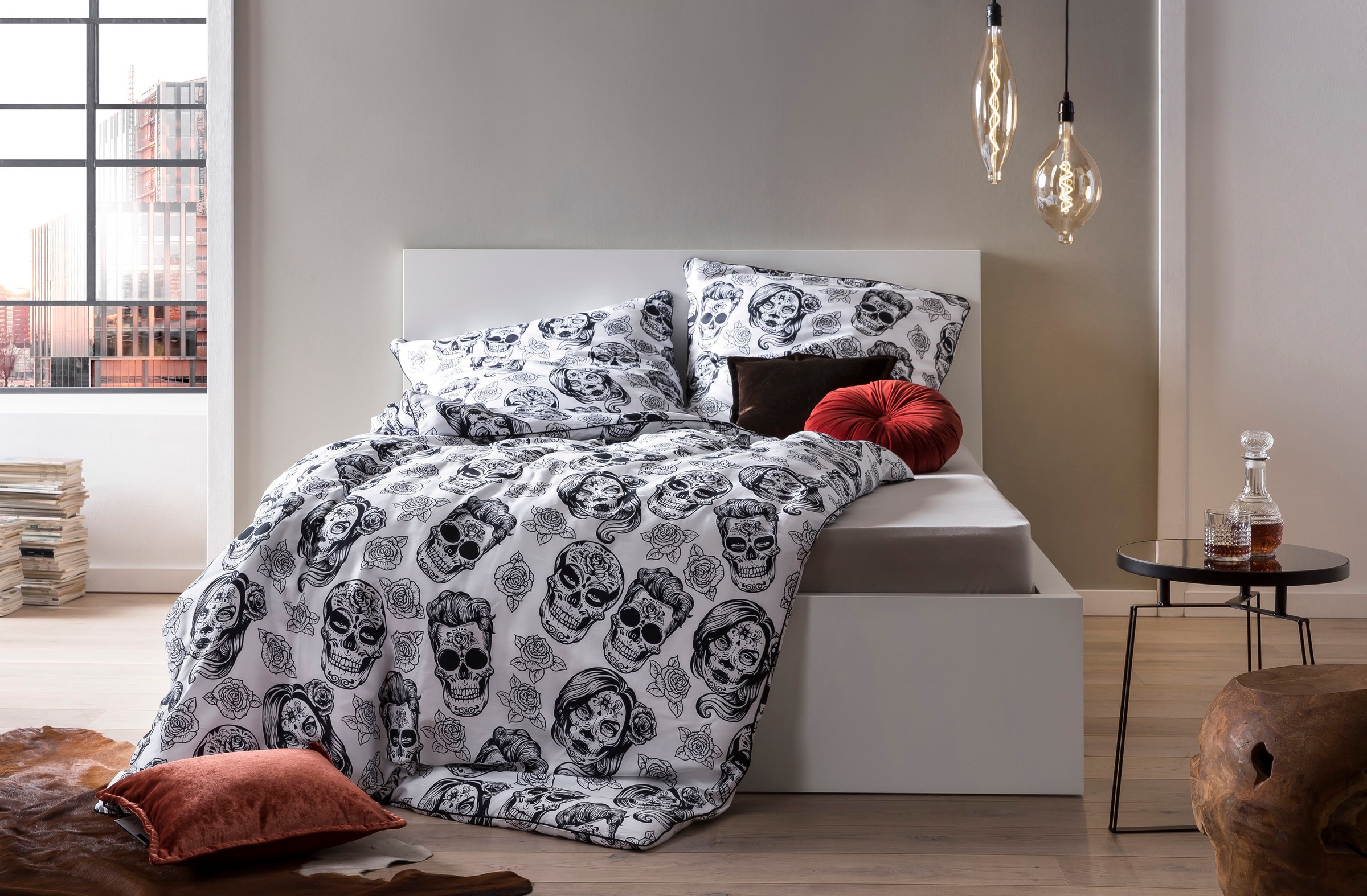 done. Bettwäsche "Skulls" beidseitig bedruckte Bettwäsche mit Keder