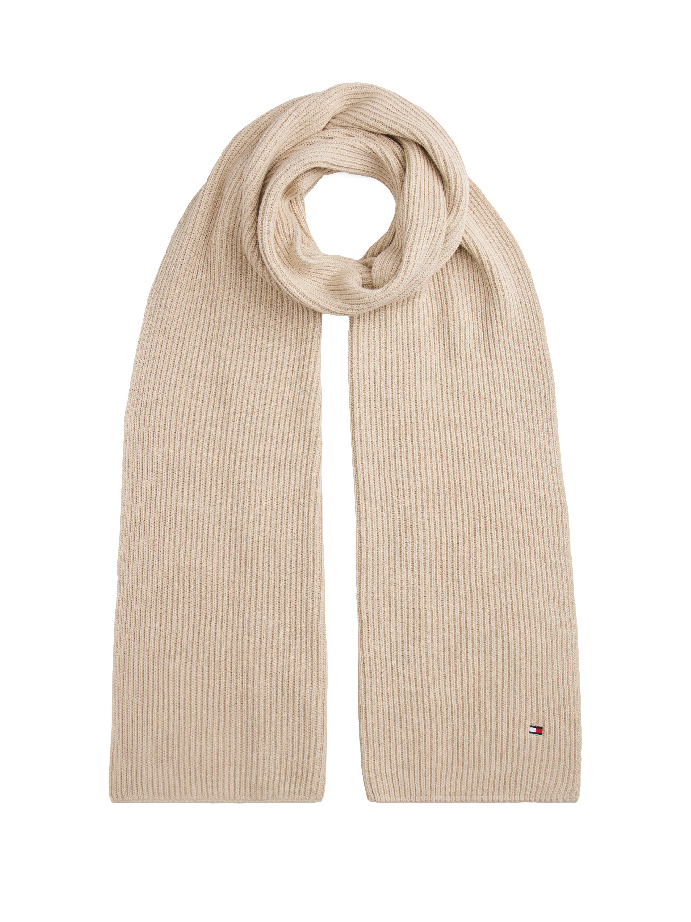 Tommy Hilfiger Strickschal »TH FLAG PIMA COTTON CASH SCARF« mit Logostickerei, mit Kaschmiranteil Unisex