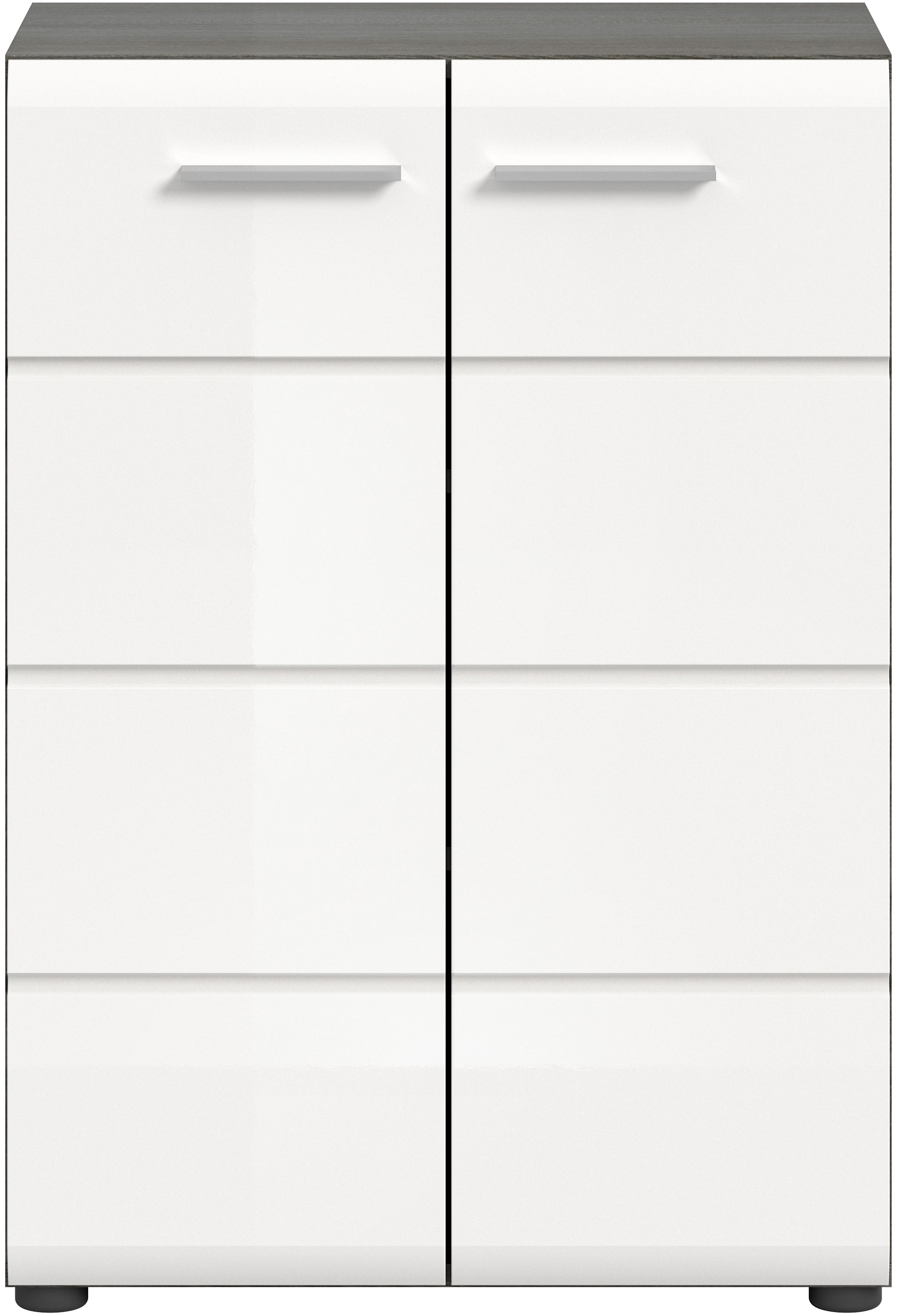 INOSIGN Kommode »Rumba, Breite 60cm, in Rauchsilberfarben Nachbildung/ Weiss Hochglanz«, Kommode, Sideboard, Schrank
