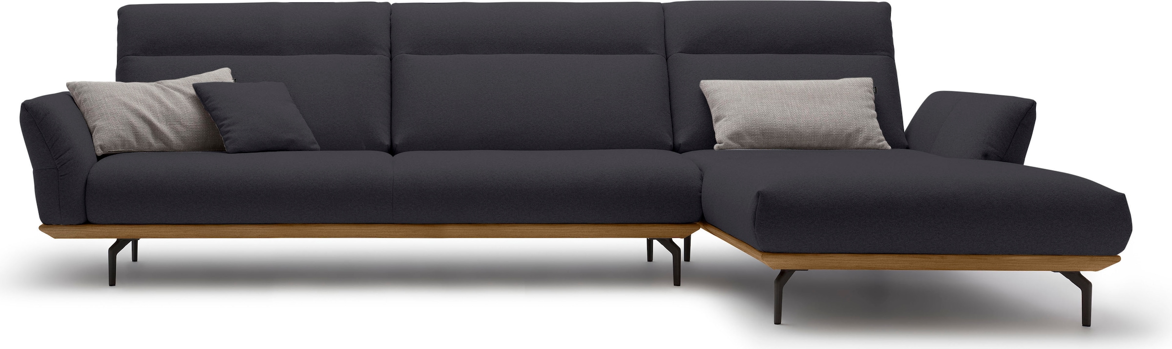Creation BY ROLF BENZ Ecksofa "CR.460 Designsofa mit erstklassigem Sitzkomfort" Sockel in Nussbaum, Winkelfüsse in Umbragrau, Breite 338 cm