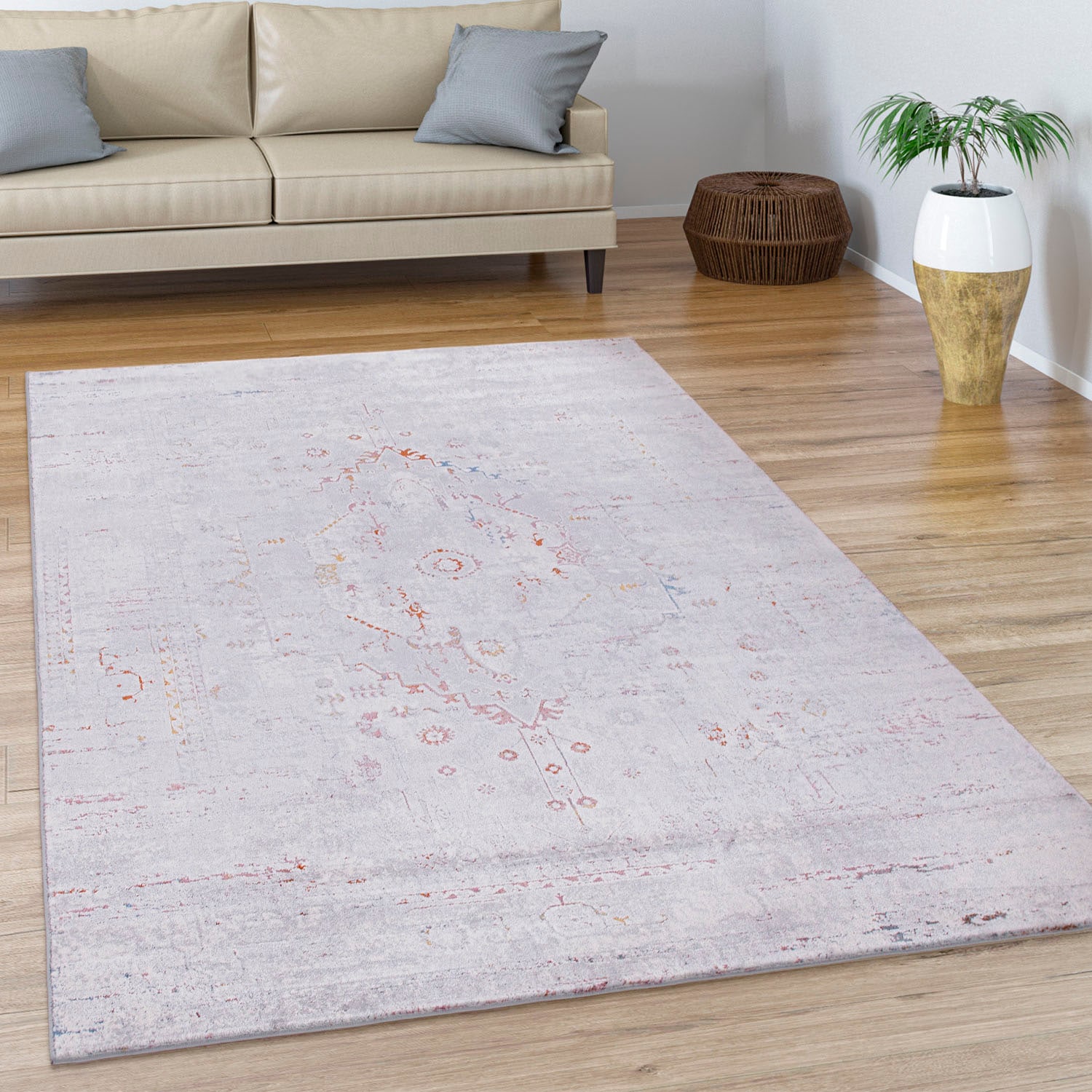 Paco Home Teppich »Calabria 584«, rechteckig, 14 mm Höhe, Kurzflor, Orient-Optik, Vintage Design