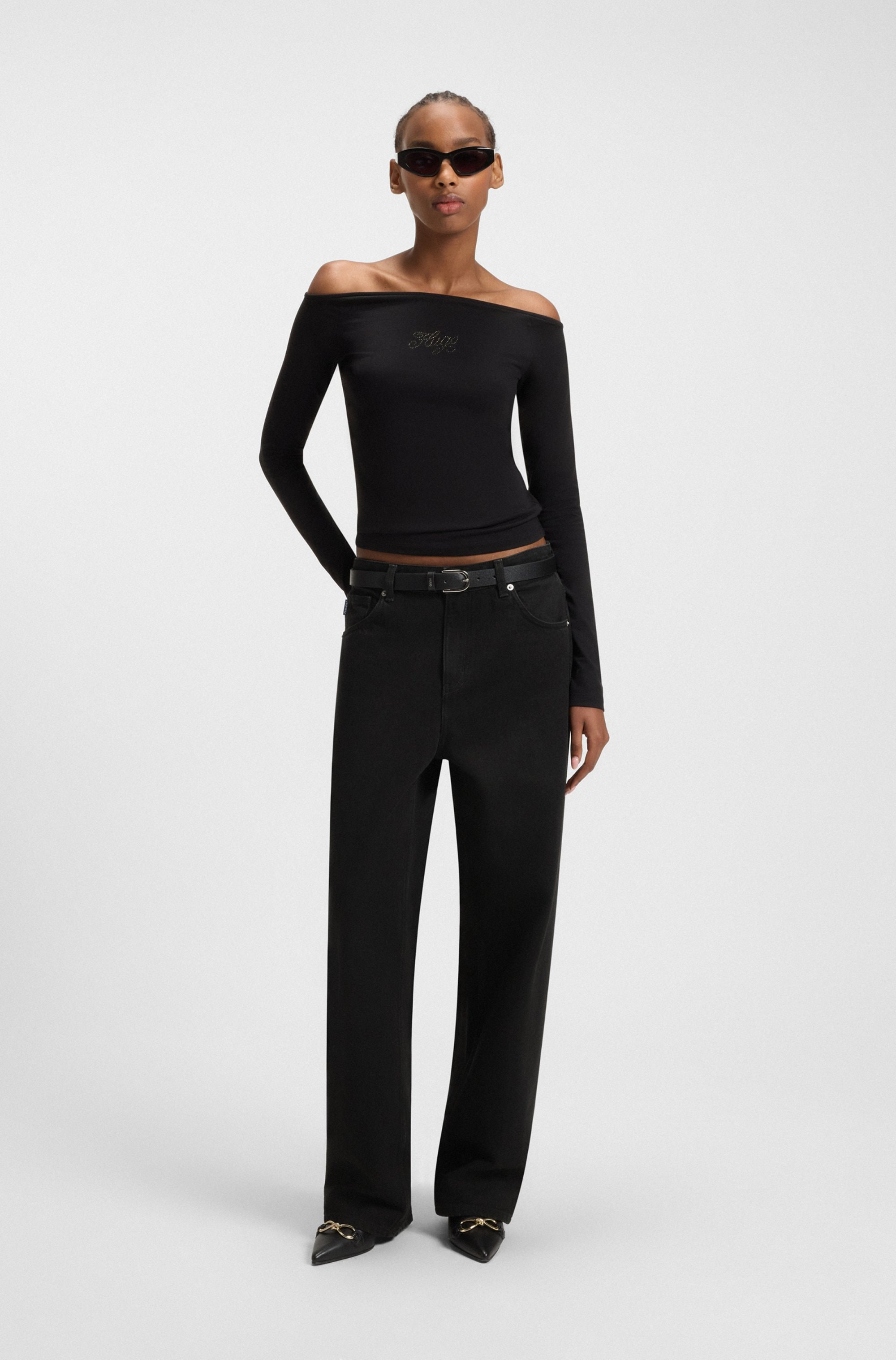 HUGO Blue 5-Pocket-Jeans »Leni«, Loose Fit Baggy Jeans Wide Leg Low to Mid Waist