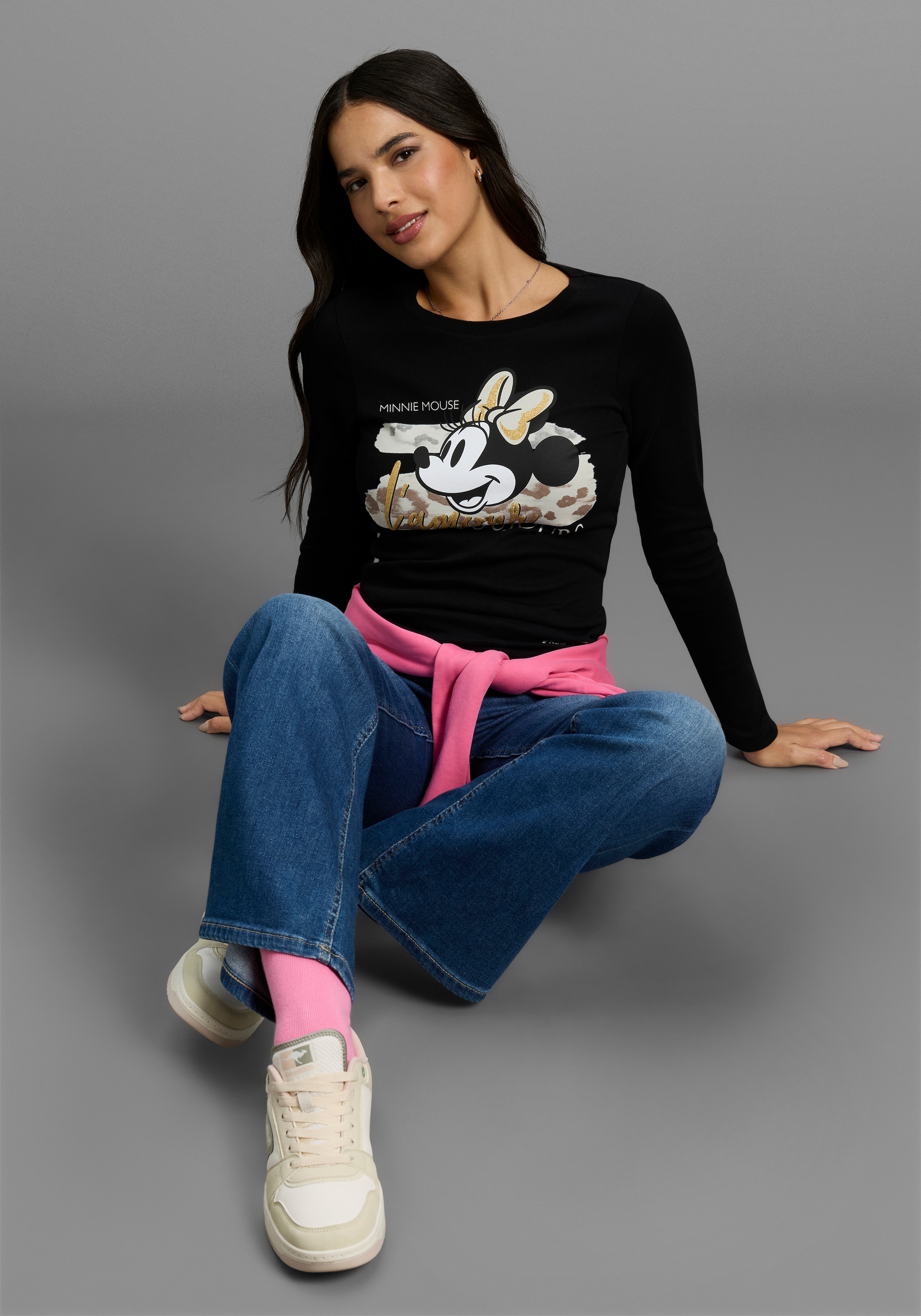 KangaROOS Langarmshirt, mit süssem Minnie-Mouse Print