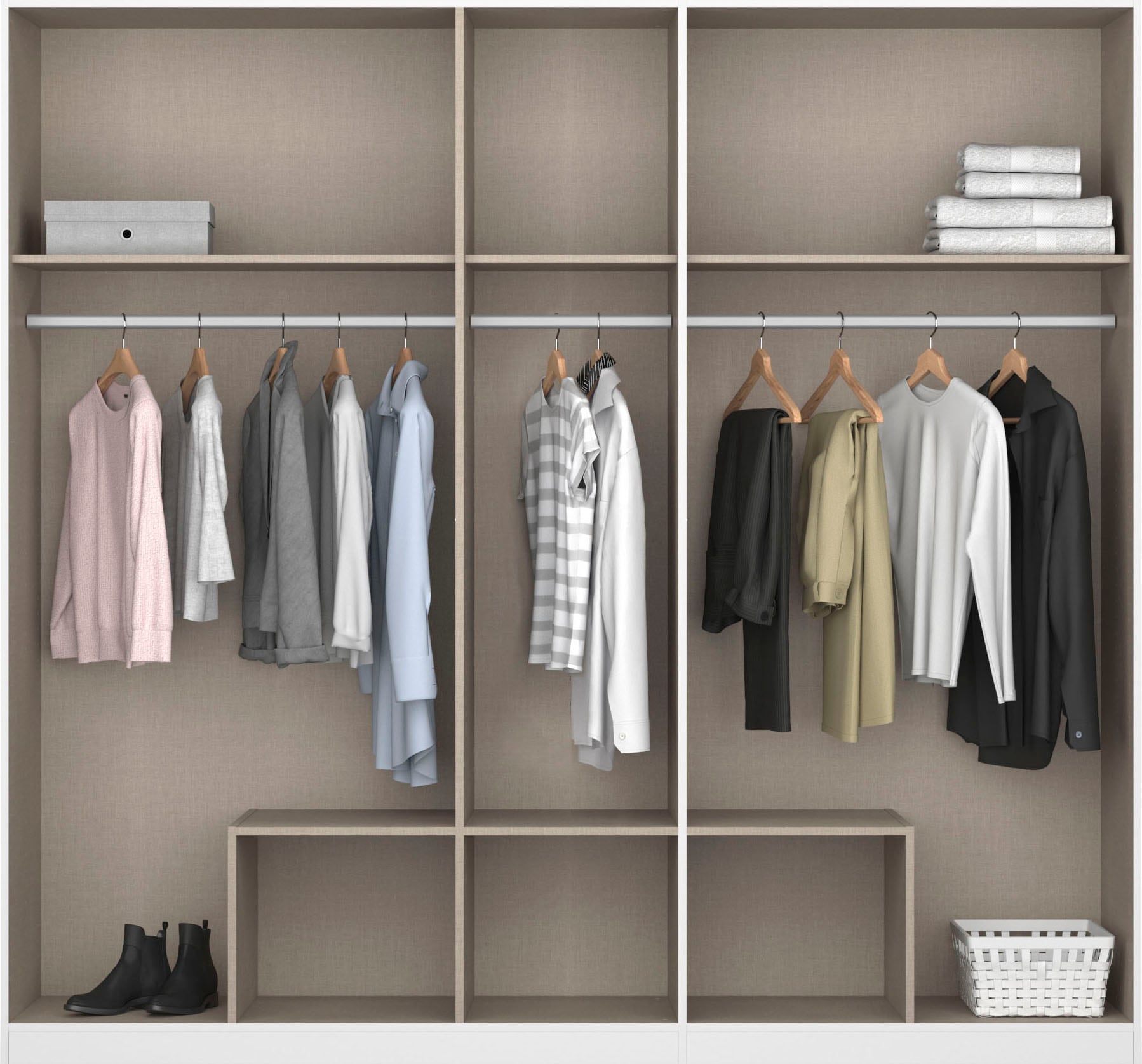 rauch Kleiderschrank »Drehtürenschrank Schrank Garderobe BURANO«, mit Schubladen und Spiegelumrandung in Farbabsetzung MADE IN GERMANY