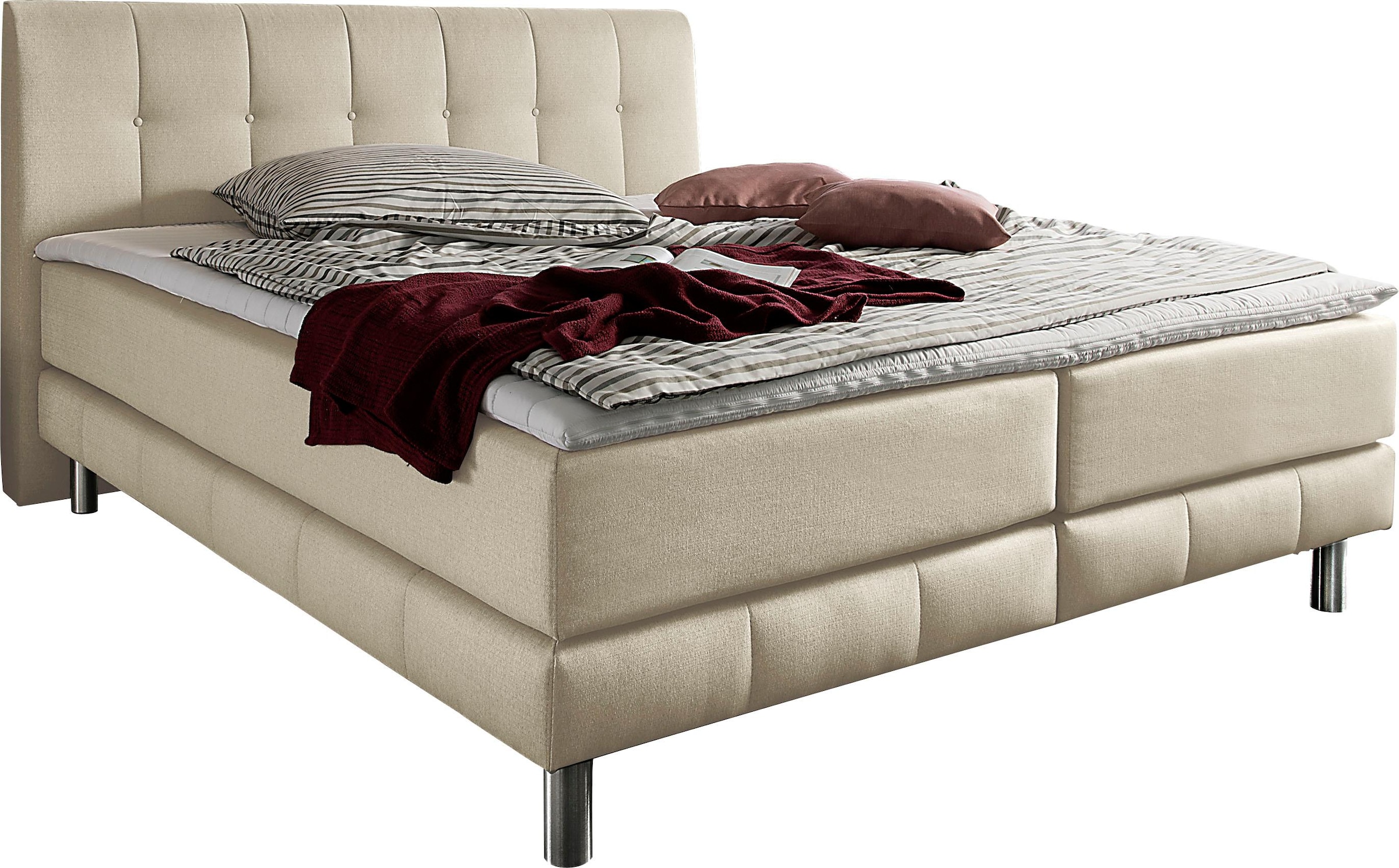 Places of Style Boxspringbett »Cafone«, inkl. Topper, 5 Breiten, 3 Matratzenarten und 3 Härtegraden wählbar