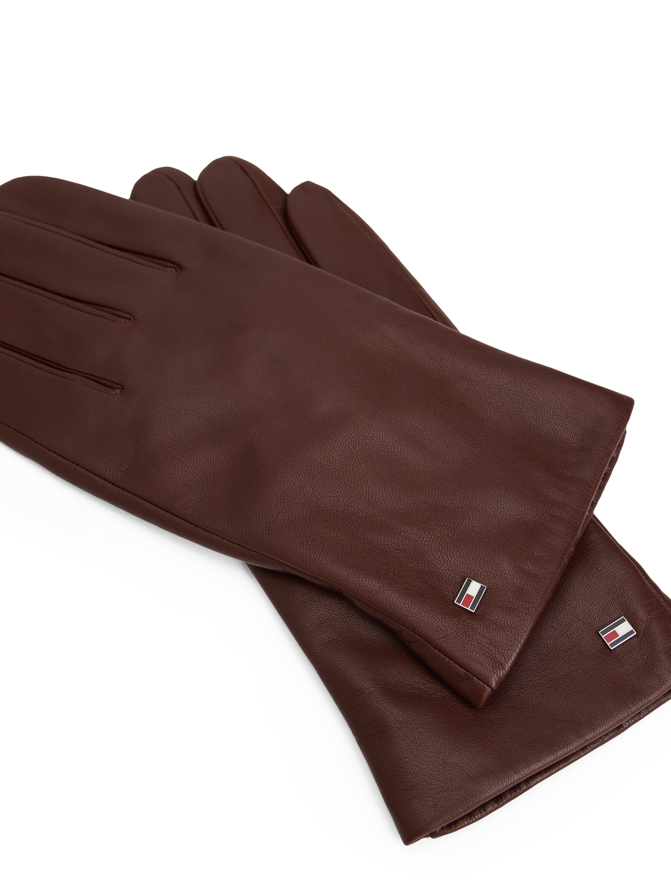 Tommy Hilfiger Lederhandschuhe »ESSENTIAL FLAG LEATHER GLOVES«, mit Tommy Hilfiger Flagge