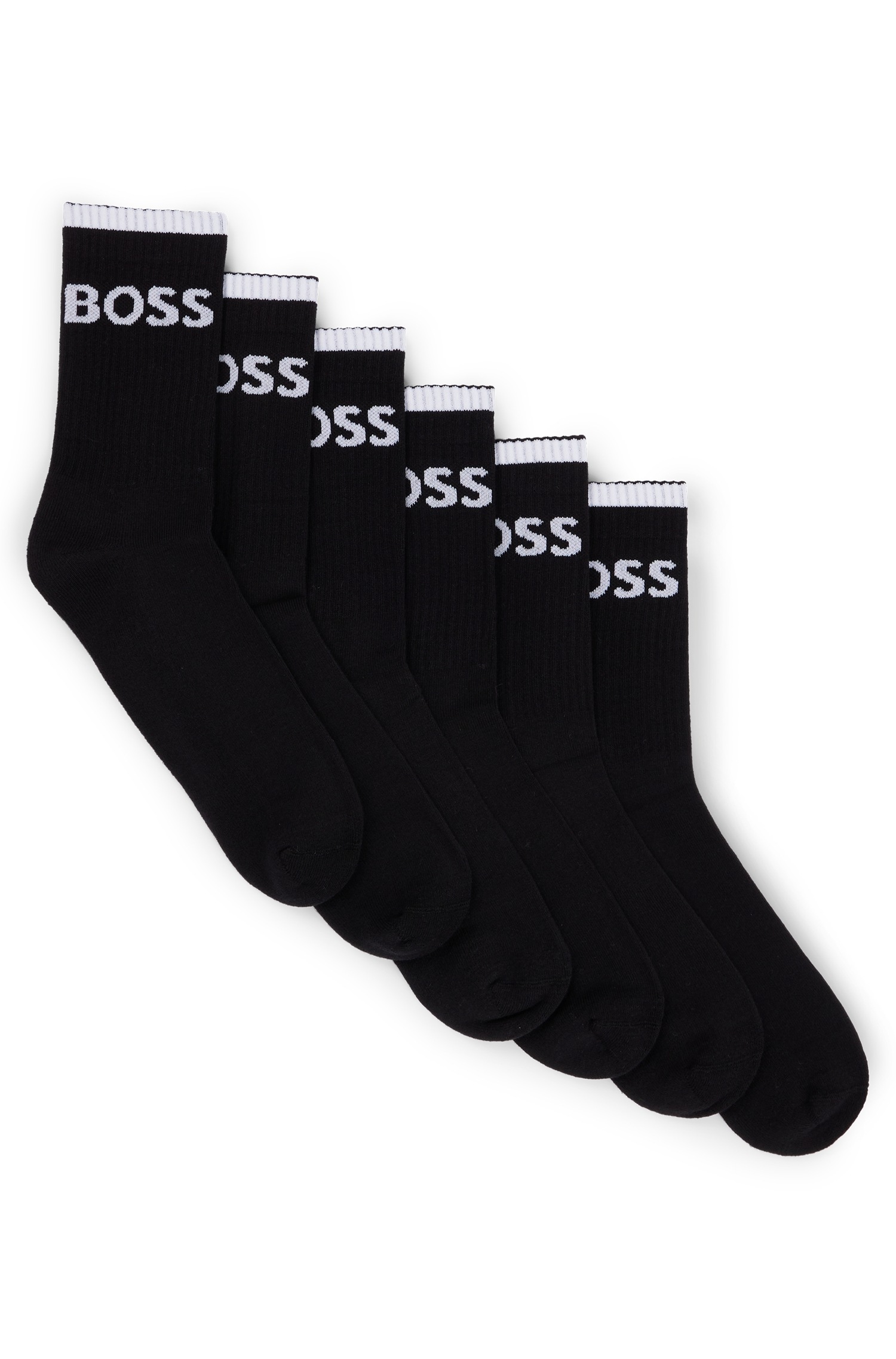 BOSS Businesssocken »6P QS Stripe CC« Packung, 6er, 6 Paar tlg. mit BOSS Schriftzug