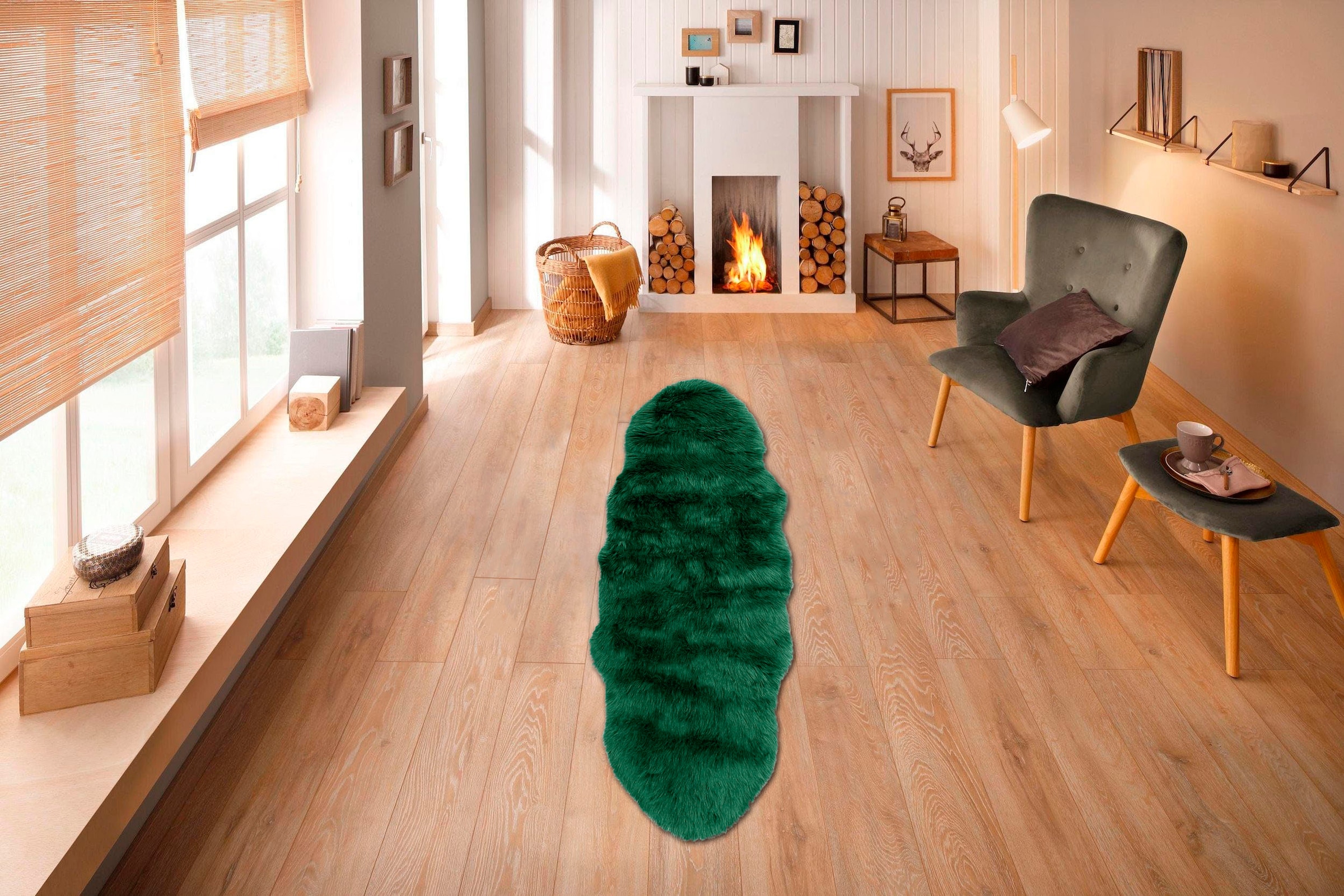Home affaire Fellteppich »Valeria«, fellförmig, 60 mm Höhe, Kunstfell Teppich rund, besonders weich und flauschig, fussbodenheizungsgeeignet, pflegeleicht, ideale Teppiche für Wohnzimmer, Schlafzimmer und Esszimmer
