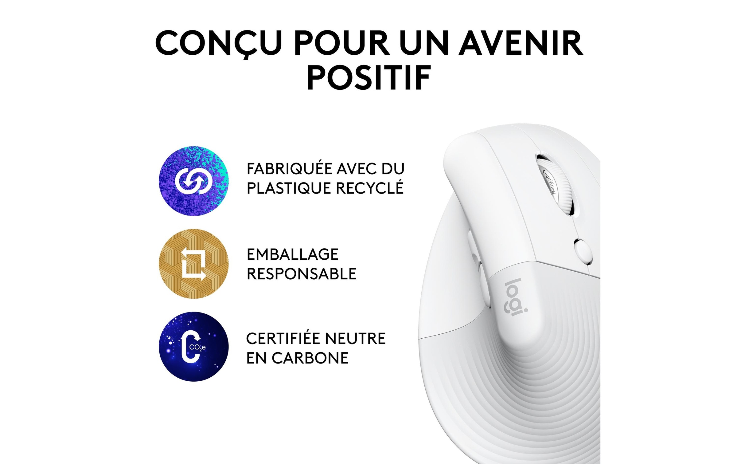 Logitech ergonomische Maus »Maus Lift Off-white«, kabellos
