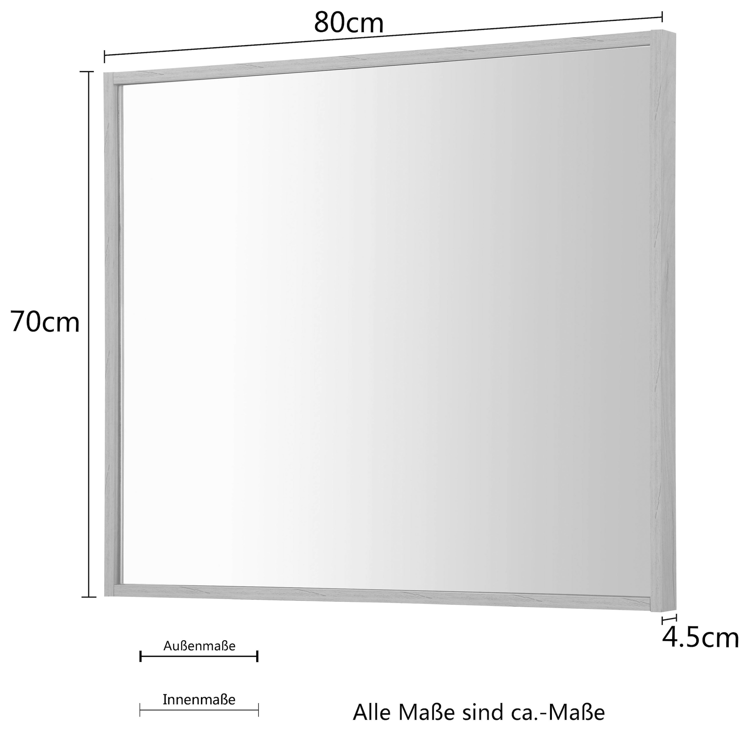 welltime Badspiegel »Torun Badschrank Spiegel ohne LED Licht«, Spiegel mit Rahmenoptik, Breite 80cm Wandspiegel