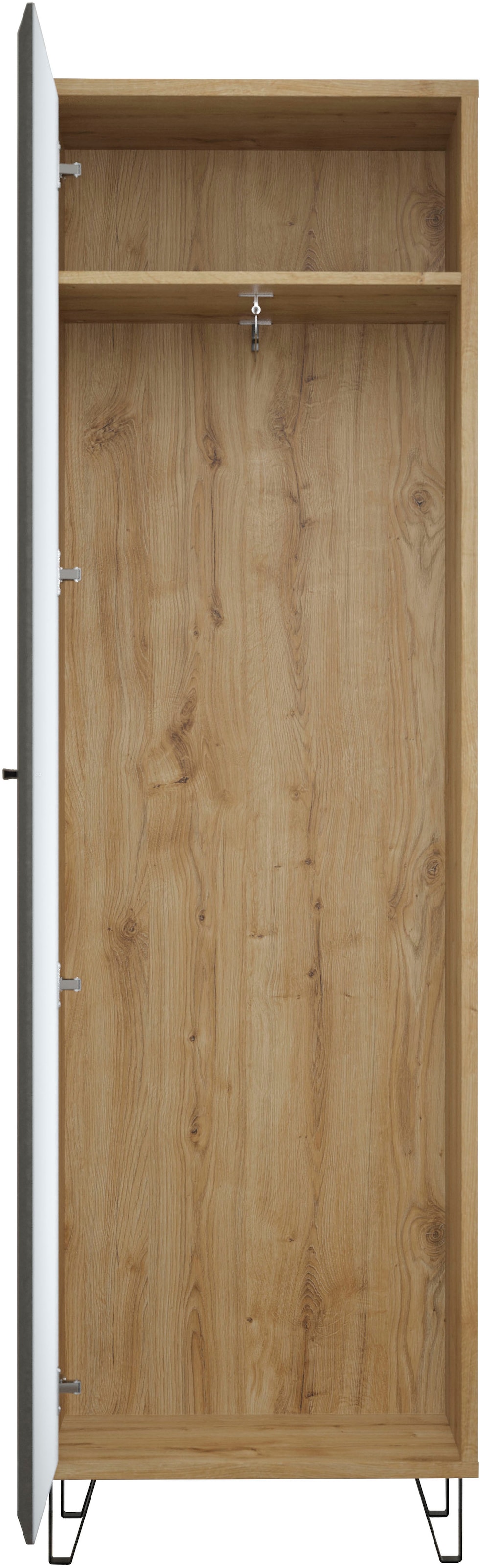 Places of Style Garderobenschrank »Belva«, (1 St.), Flurschrank mit 5 verstellbaren Böden und ausziehbarer Kleiderstange