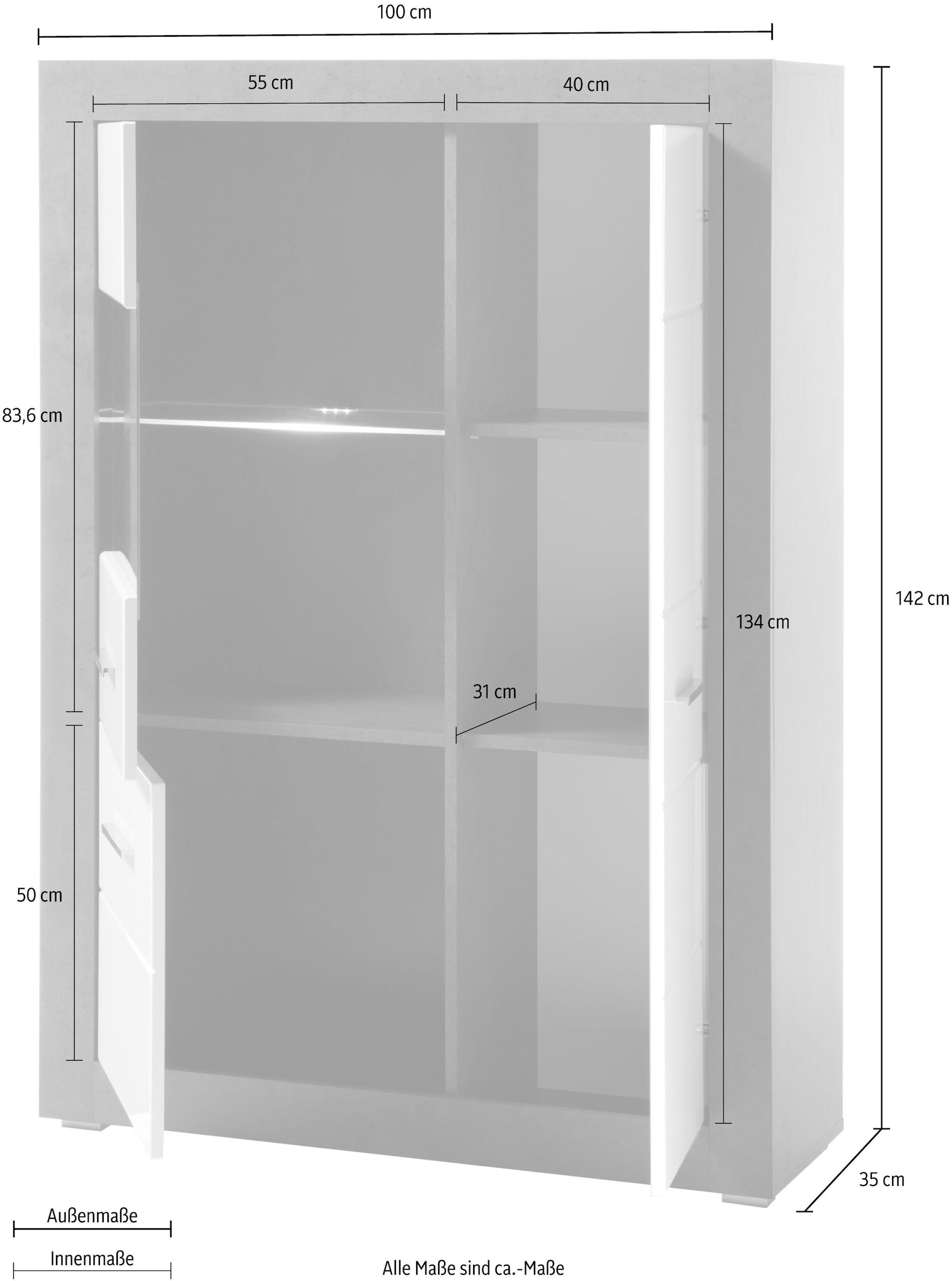 ❤ INOSIGN Vitrine »Etero«, Höhe 142 cm kaufen im Jelmoli-Online Shop