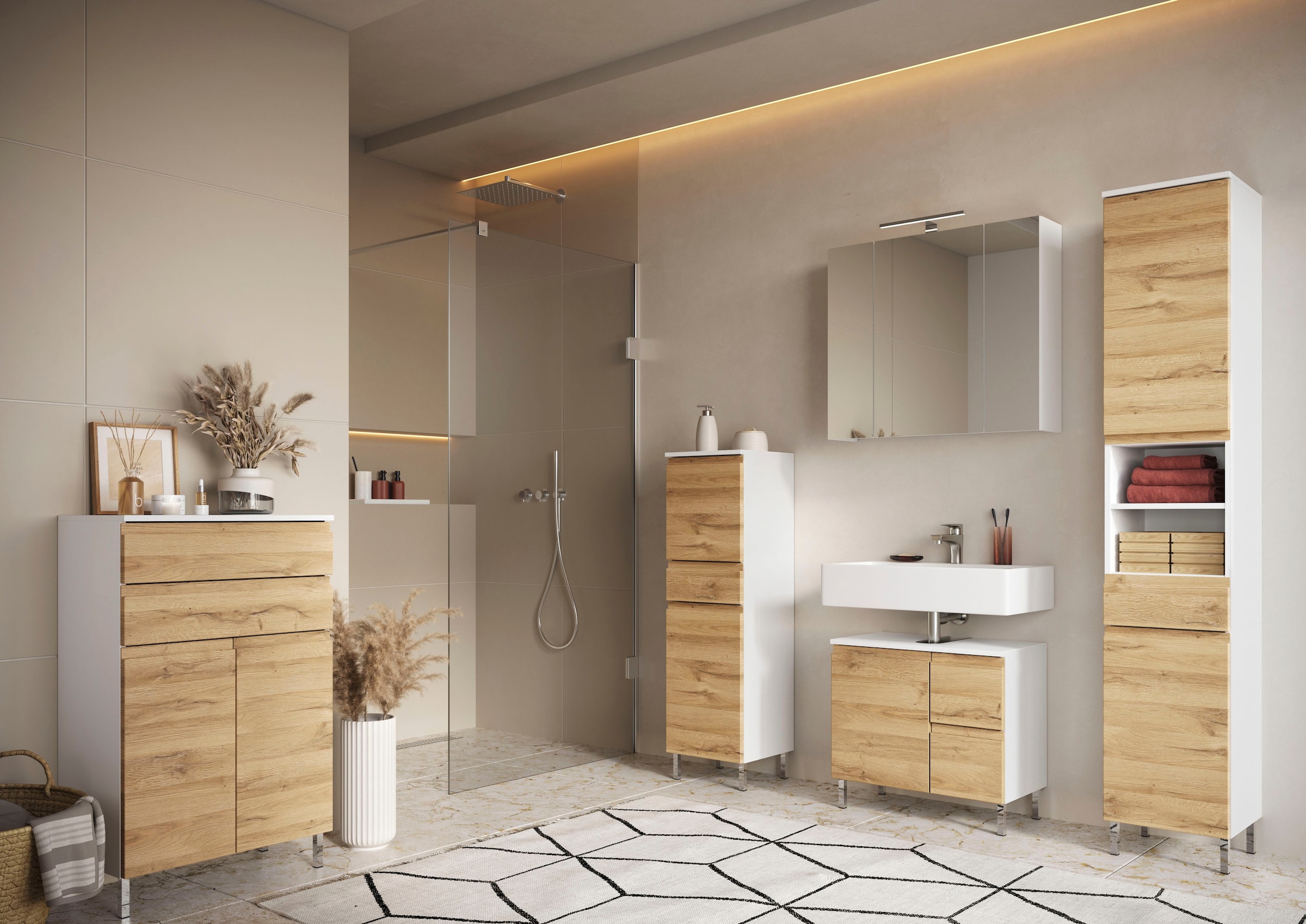 GERMANIA Waschbeckenunterschrank »Torrance«, mit verstellbarem Einlegeboden  und Füssen aus Metall, griffloses Design online bestellen | Jelmoli-Versand
