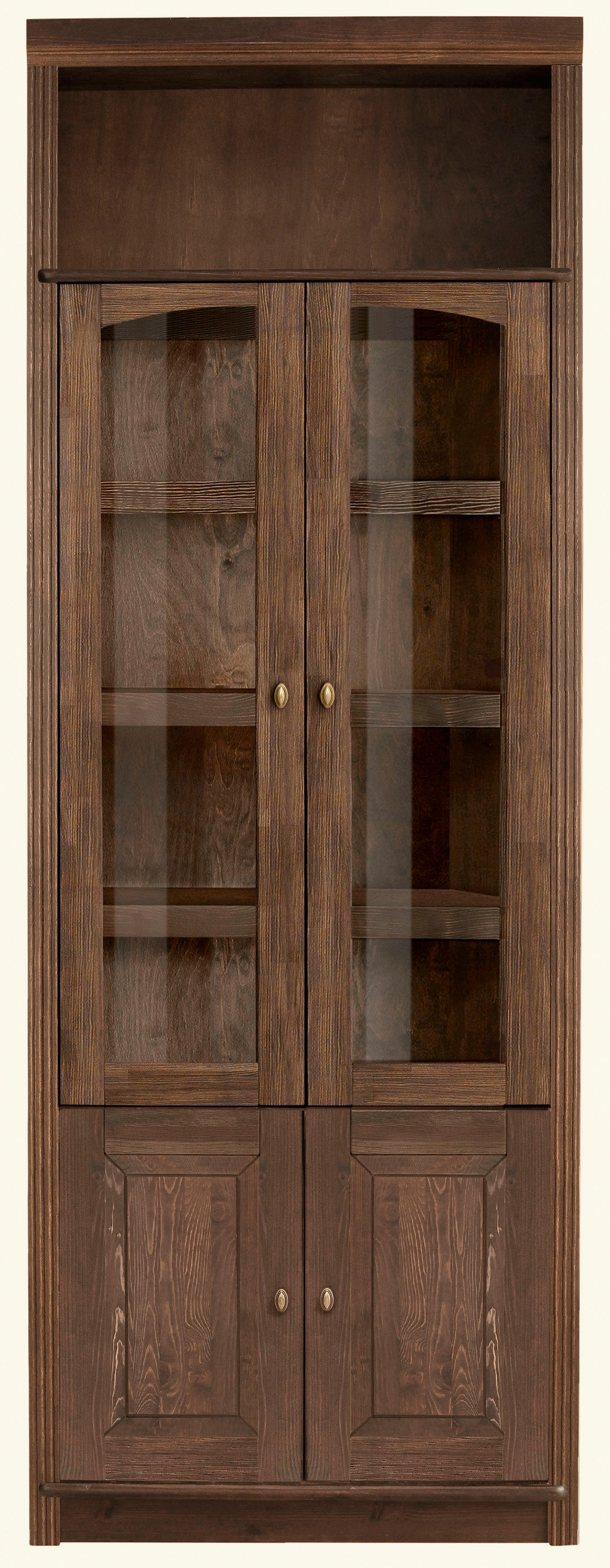 Home affaire Bücherregal »Soeren Vitrine mit 2 Glastüren, Breite/Tiefe: 80/220 cm«, Kiefer massiv, Tiefe 29 cm, 2 Holz- und 2 Türen mit Klarglas- Einsatz