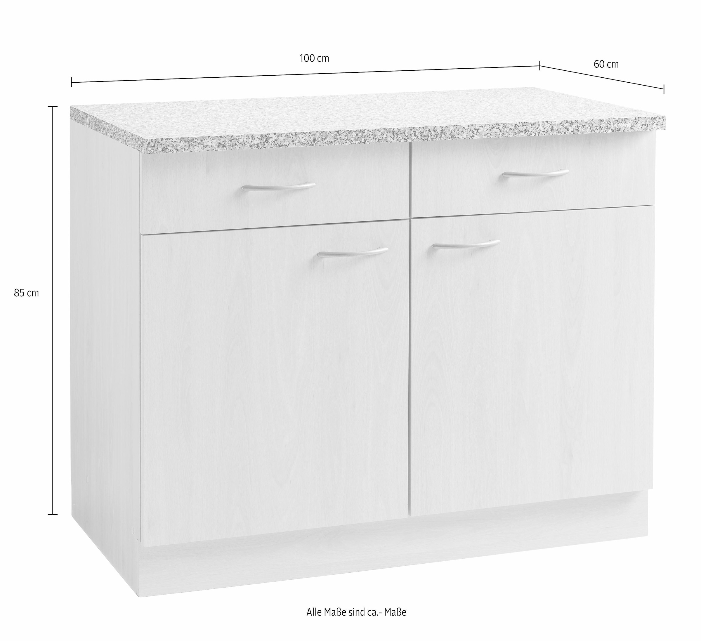 wiho Küchen Unterschrank »Kiel«, 100 cm breit, in Tiefe 60 cm online  bestellen | Jelmoli-Versand | Spülenschränke