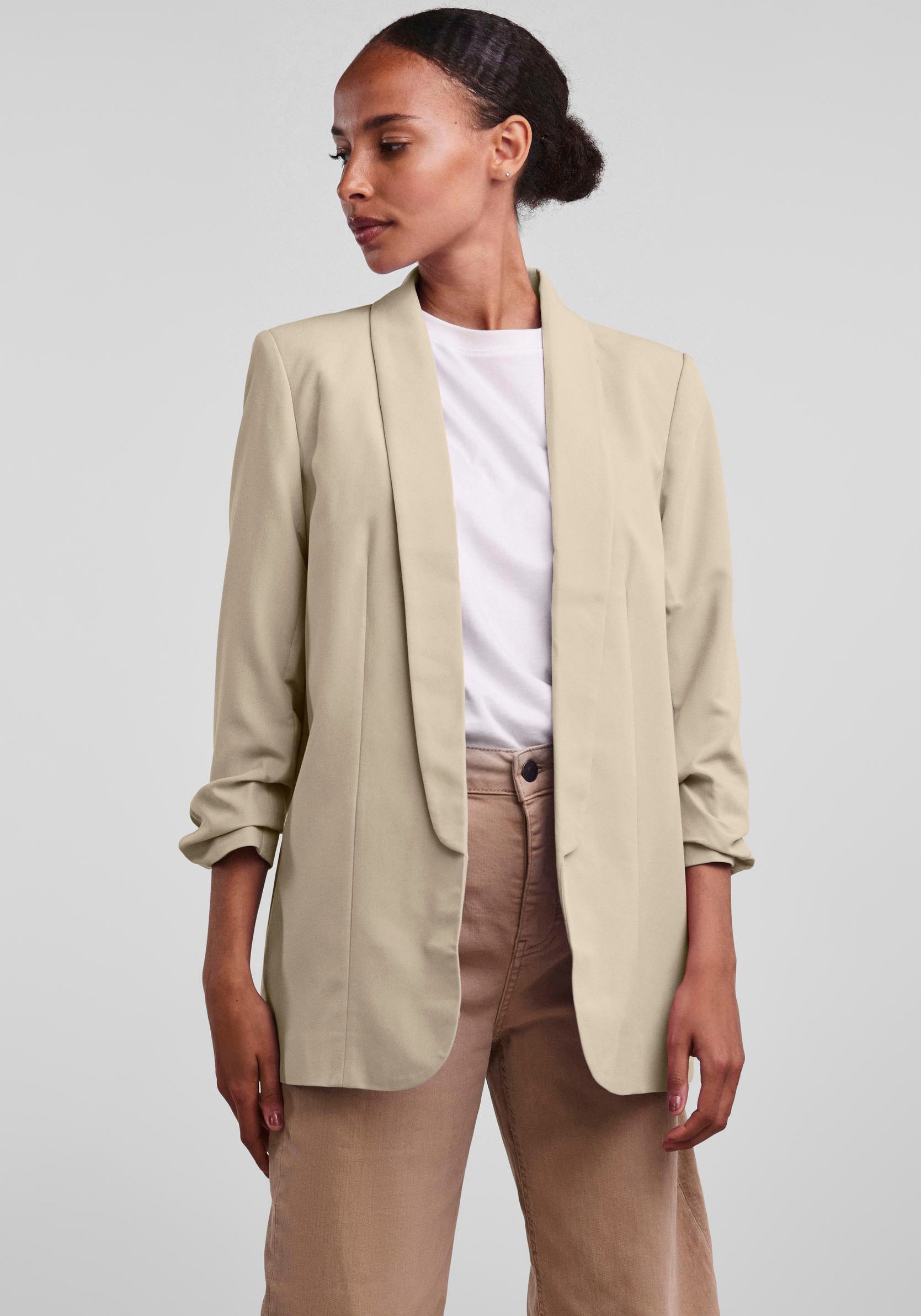 Blusenblazer »PCBOSELLA 3/4 BLAZER NOOS«, mit Faltendetail am Ärmel