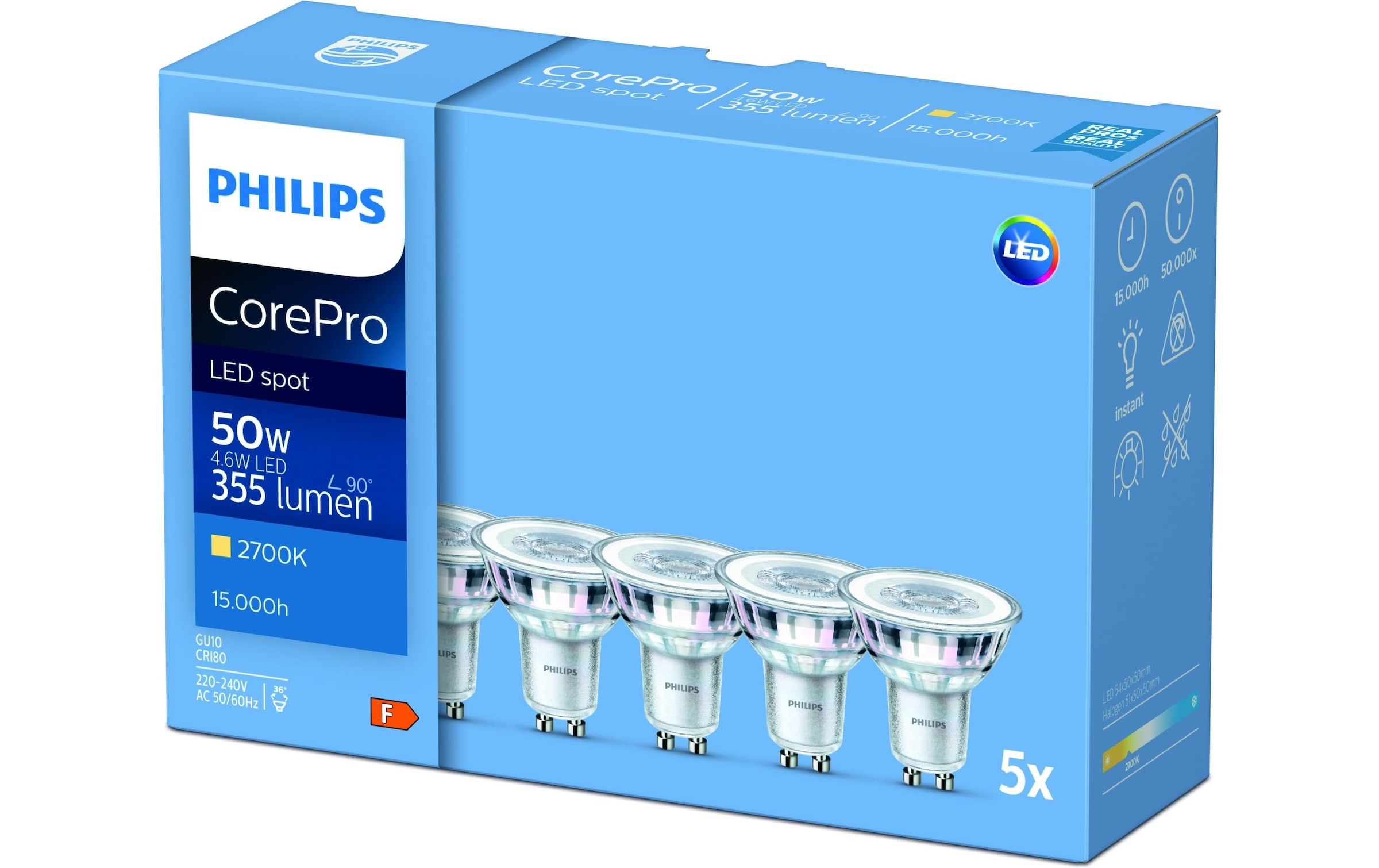 Philips LED-Leuchtmittel »Lampe CorePro«, GU10, Warmweiss