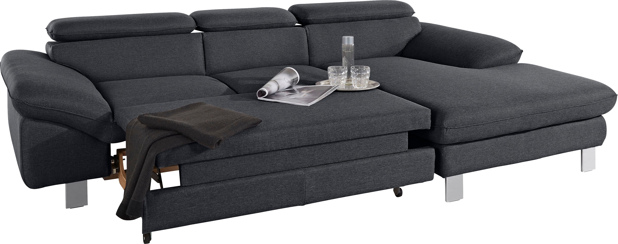 COTTA Polstergarnitur »Driver L-Form«, (Set, 2 tlg.), Set bestehend aus: Ecksofa mit Kopfteilverstellung & Hocker