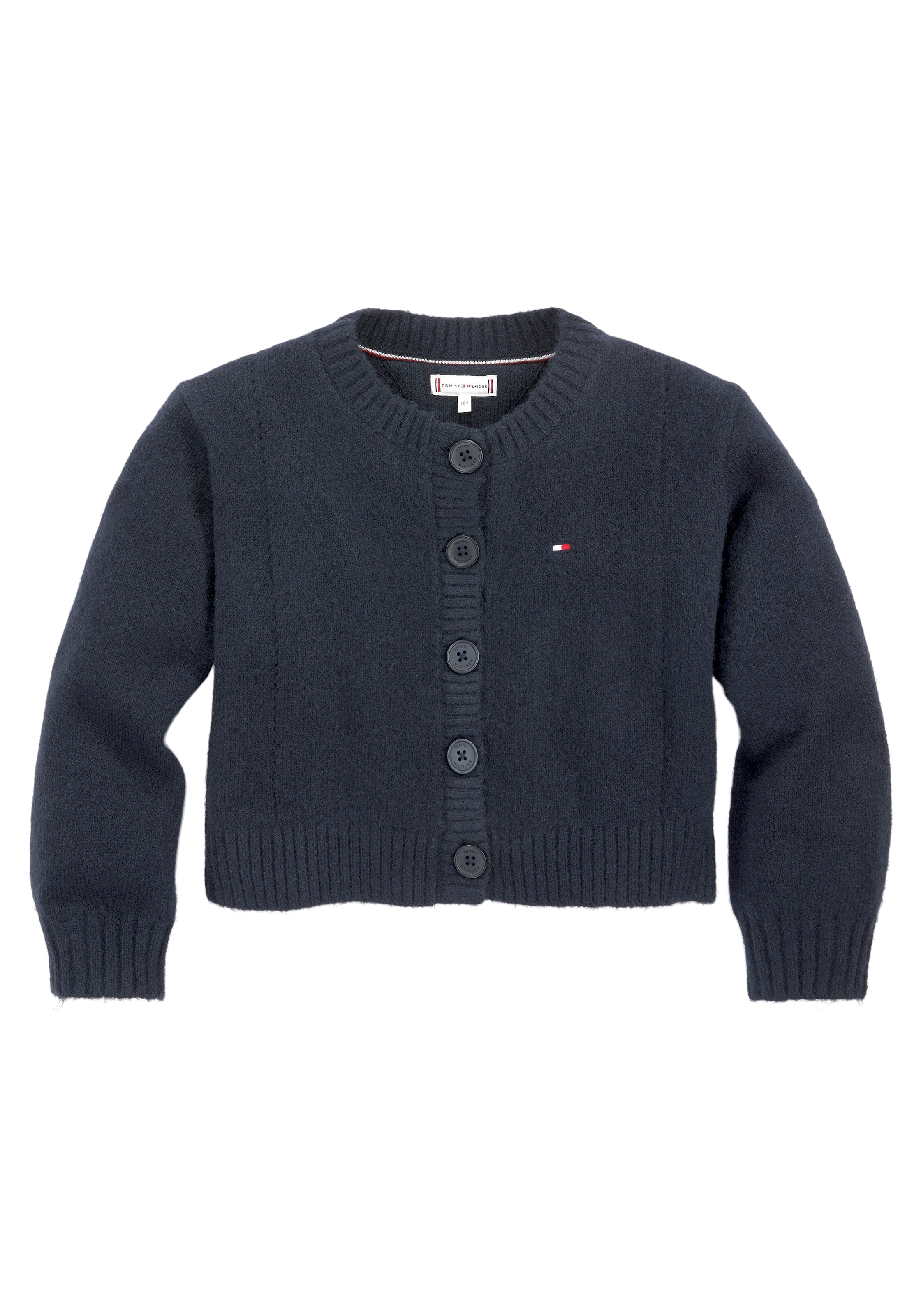 Tommy Hilfiger Strickjacke »TOMMY POINTELLE CARDIGAN«, Kinder Kids Junior MiniMe,mit dezenter Labelflag