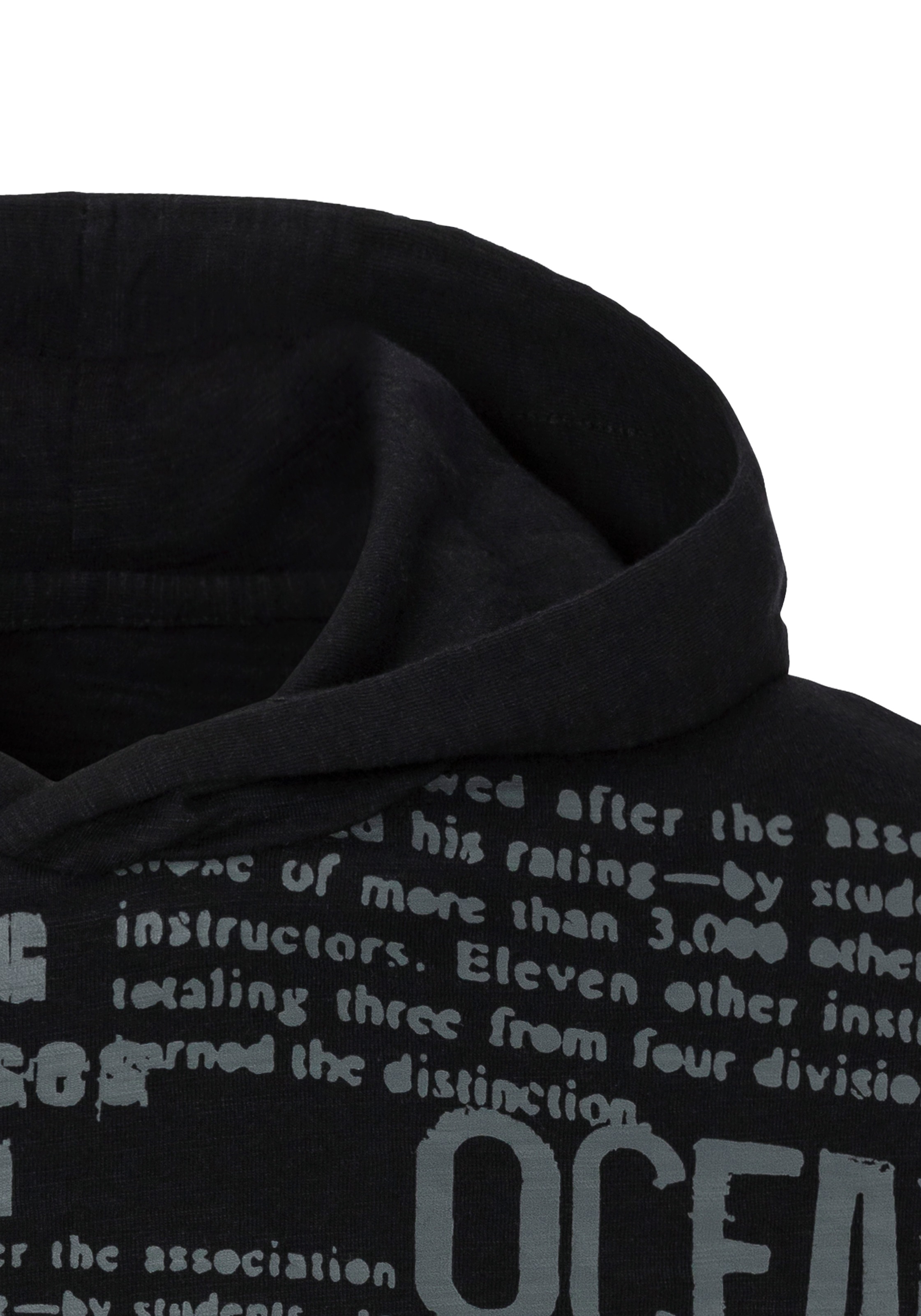 John Devin Kapuzenshirt, Langarmshirt bedruckt mit Kapuze aus strukturierter Baumwoll-Qualität
