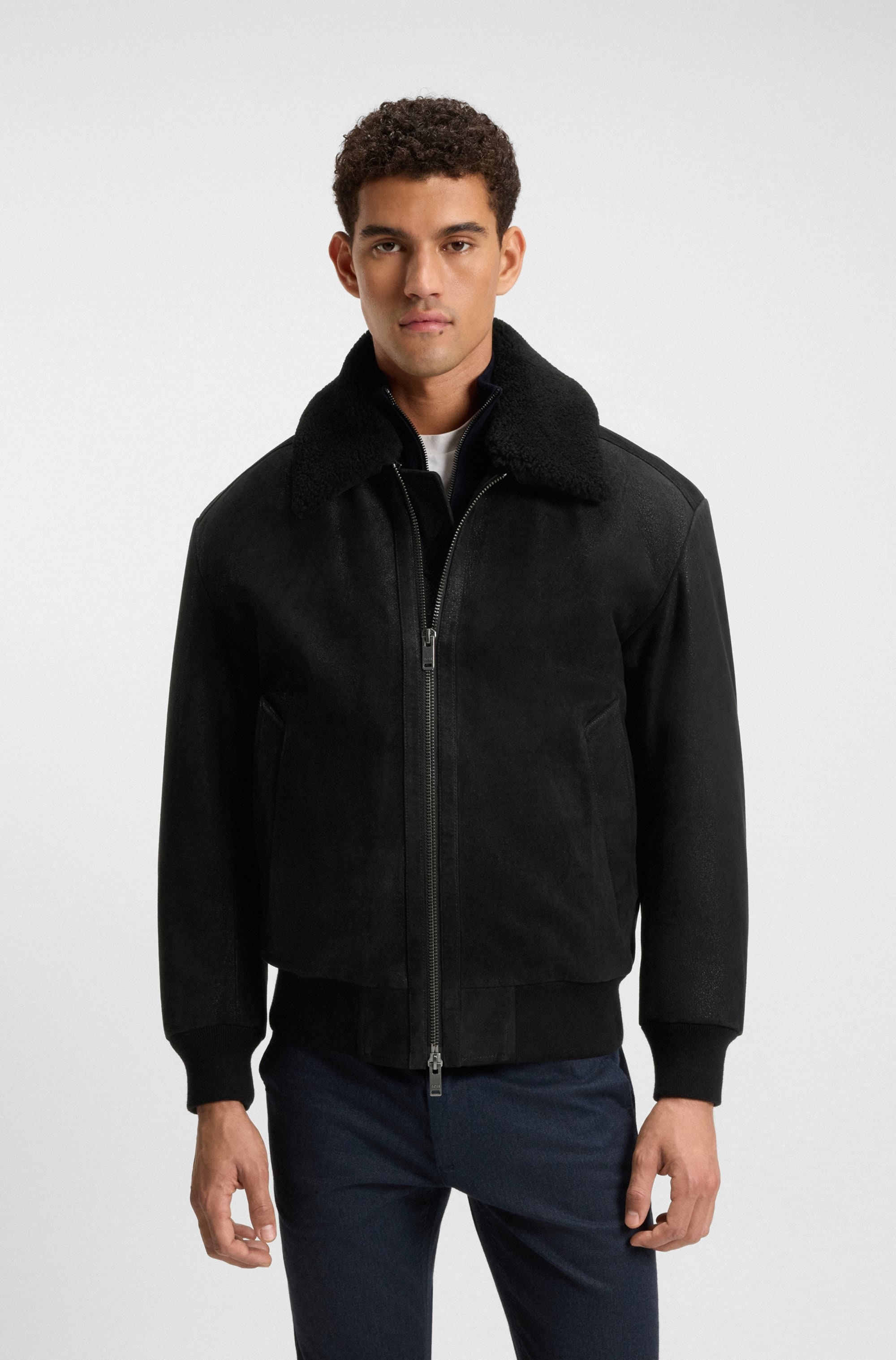 BOSS ORANGE Bomberjacke »Jonier« Lammfellkragen, abnehmbarer