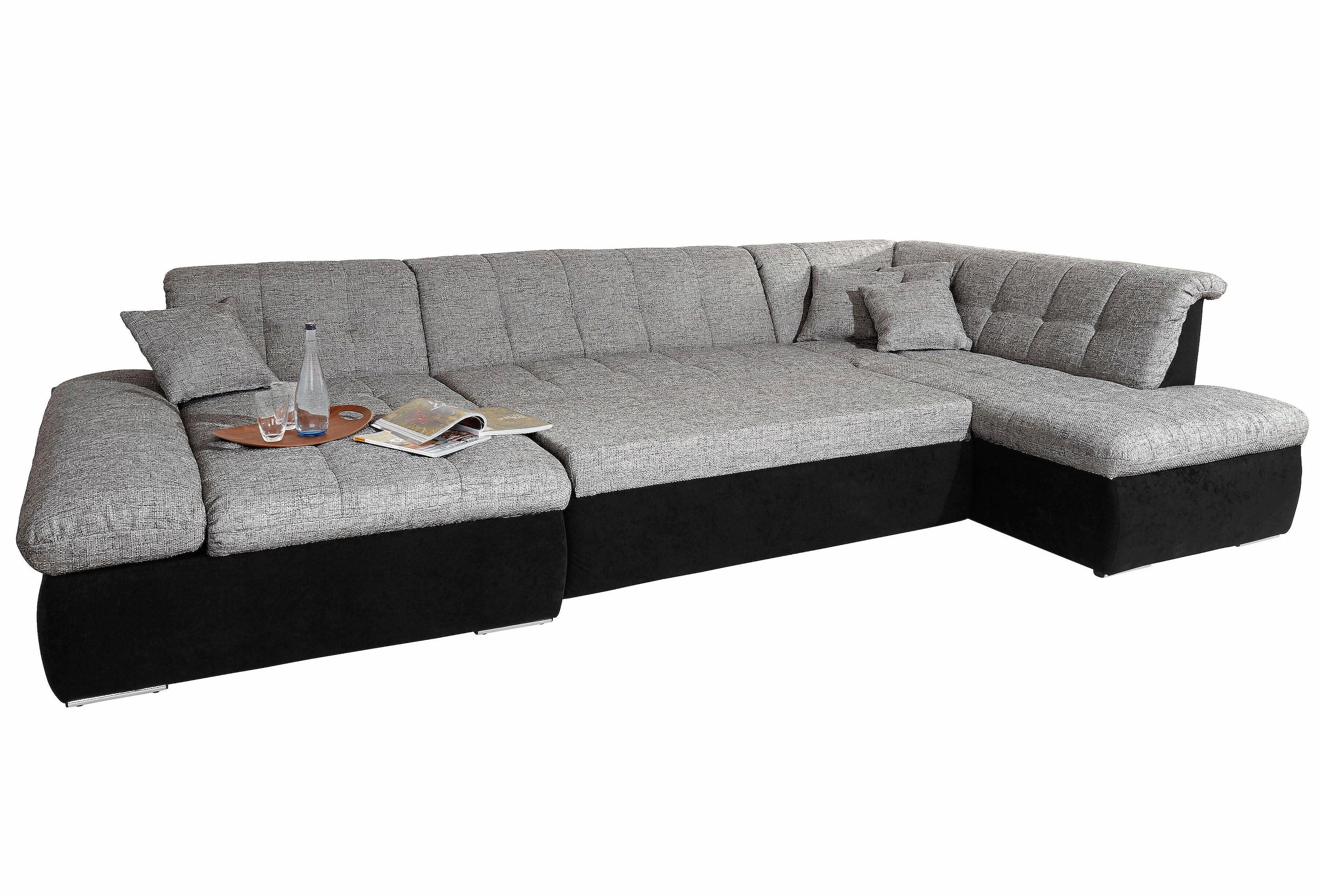 DOMO collection Wohnlandschaft »Moric U-Form auch in Cord«, im XXL-Format, wahlweise mit Bettfunktion und Armlehnenverstellung