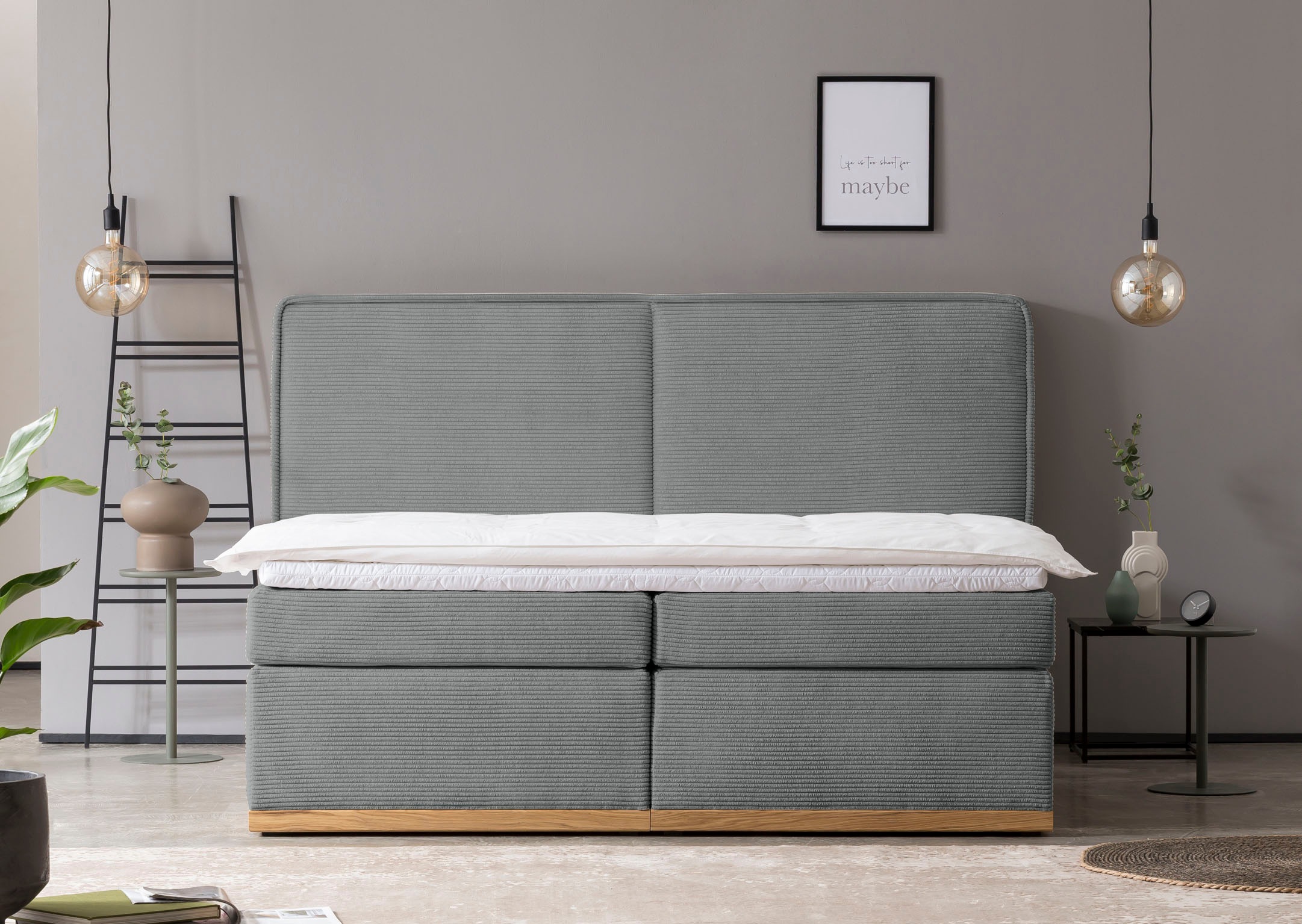 Home affaire Boxspringbett »SHERWOOD Cord Hotelbett, Polsterbett Premiumbett Boxbett«, (Bestseller Otto´s Choice Luxusbett in 4 Breiten), Hochwertiger Cord,weiche Velours-Struktur, mit premium Topper