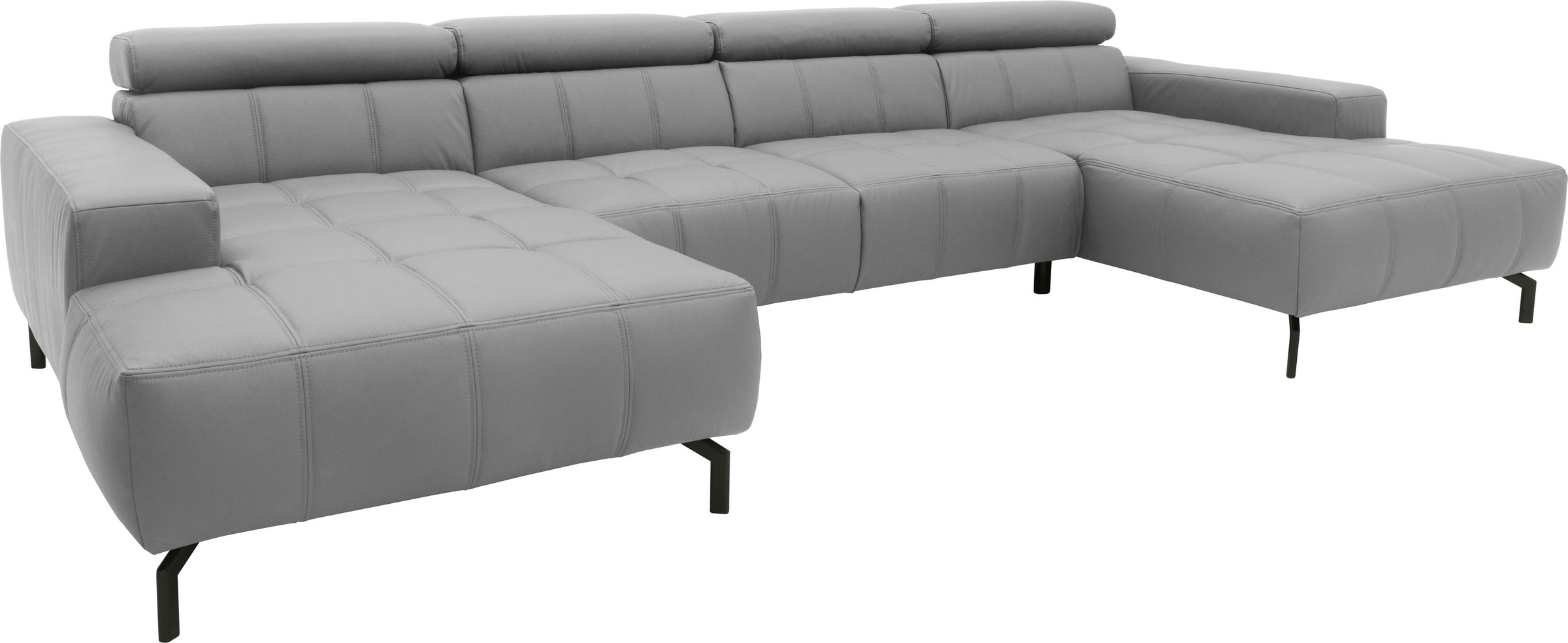 DOMO collection Wohnlandschaft »Cunelli tolle Sitznähte als Designelement, fester Sitzkomfort, U-Form«, wahlweise mit Kopfteilverstellung, bodenfrei