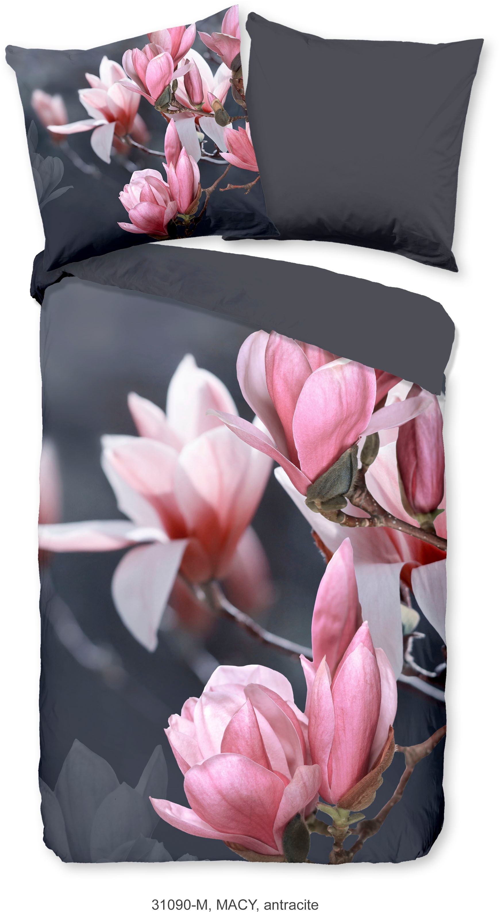 PURE luxury collection Wendebettwäsche »Macy«, Mikrofaser, 135x200, Pflegeleicht, Reissverschluss Wendeoptik, Magnolie