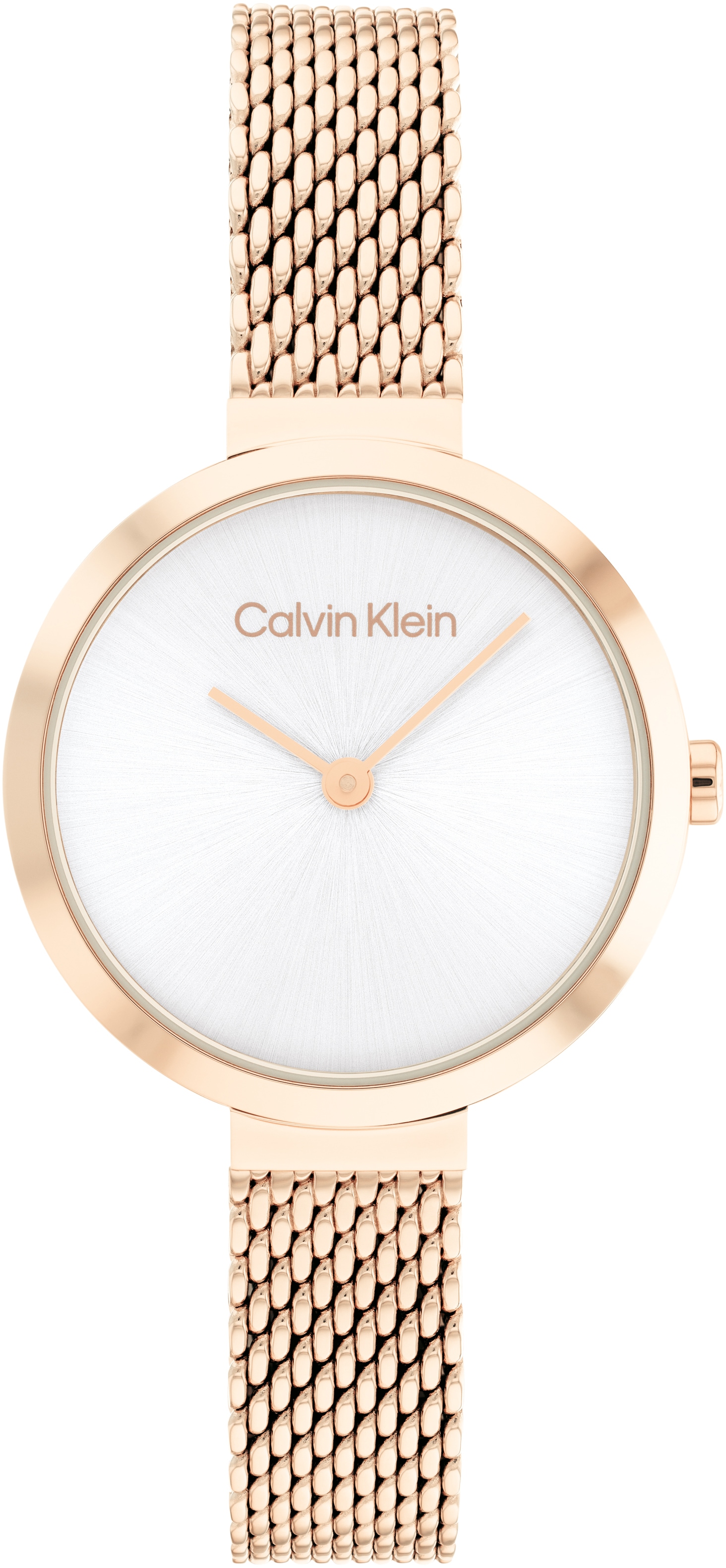 Calvin Klein Quarzuhr »Minimalistic T Bar Mesh 28 mm, 25200083«, Armbanduhr, Damenuhr, Mineralglas, IP-Beschichtung