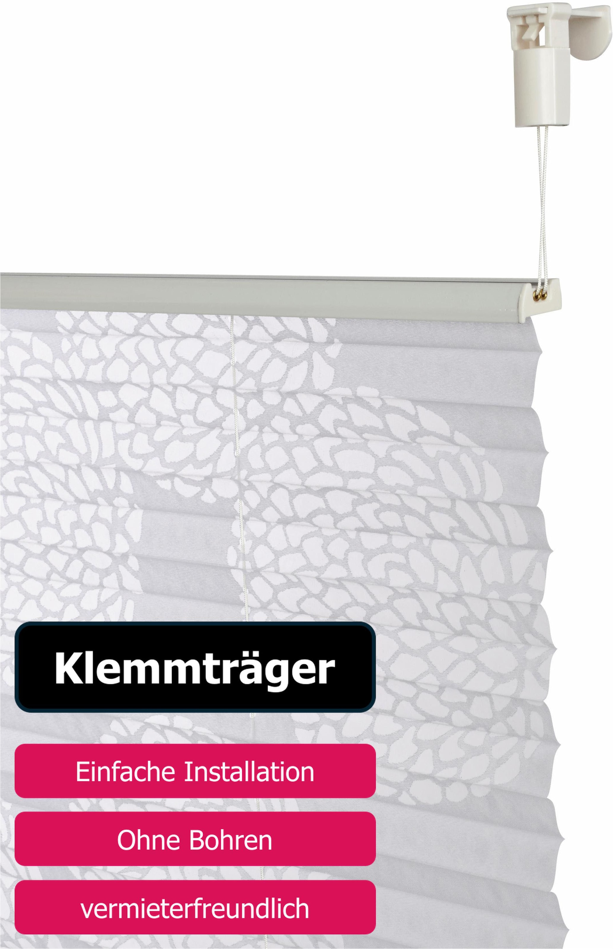 my home Plissee »BELUM«, Lichtschutz, ohne Bohren, verspannt, im Fixmass, Ausbrenner, Kreise, Blumen, Klemmträger