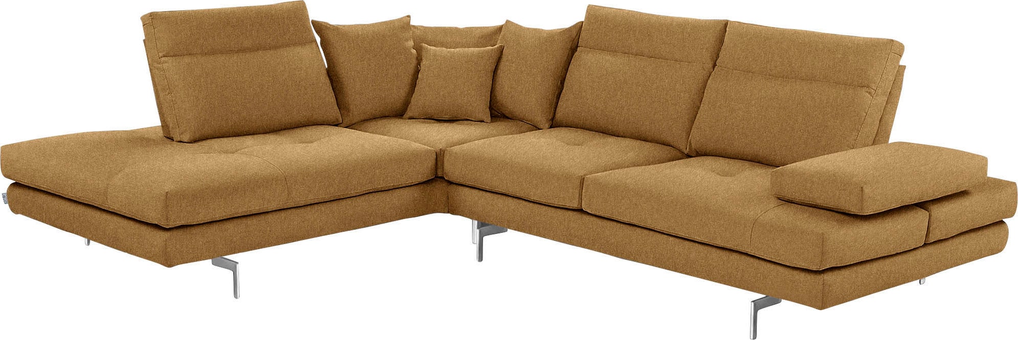 CALIA ITALIA Ecksofa "Toby Wing, L-Form, Designsofa mit sensationellem Sitzkomfort" Sitztiefenverstell.,wahlw. mit Kissen-Set, Füsse chrom glänzend