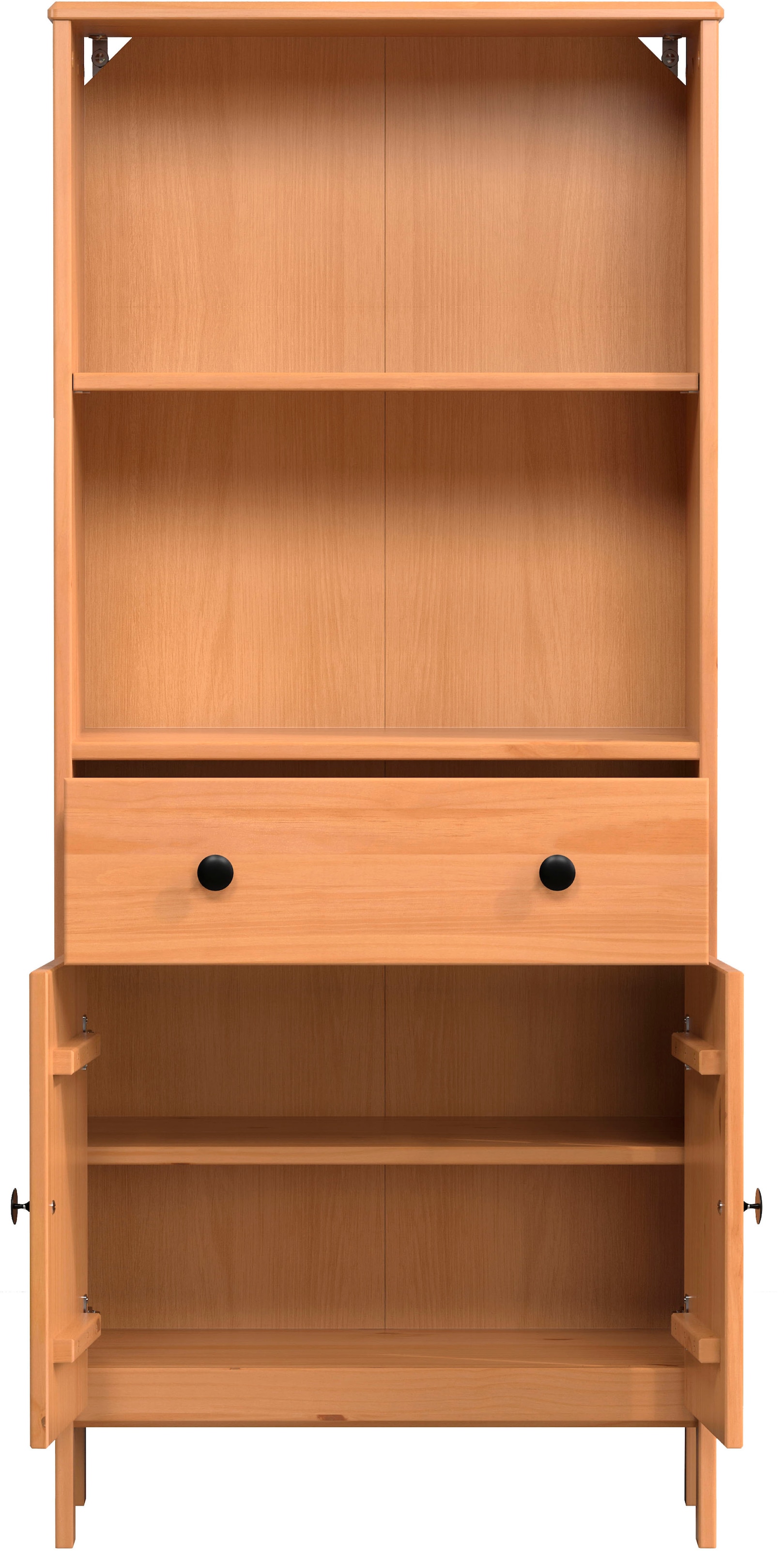 welltime Midischrank »Kall«, (1 St.), Breites Badregal aus Kiefer-Massivholz - Weiss oder Braun lackiert