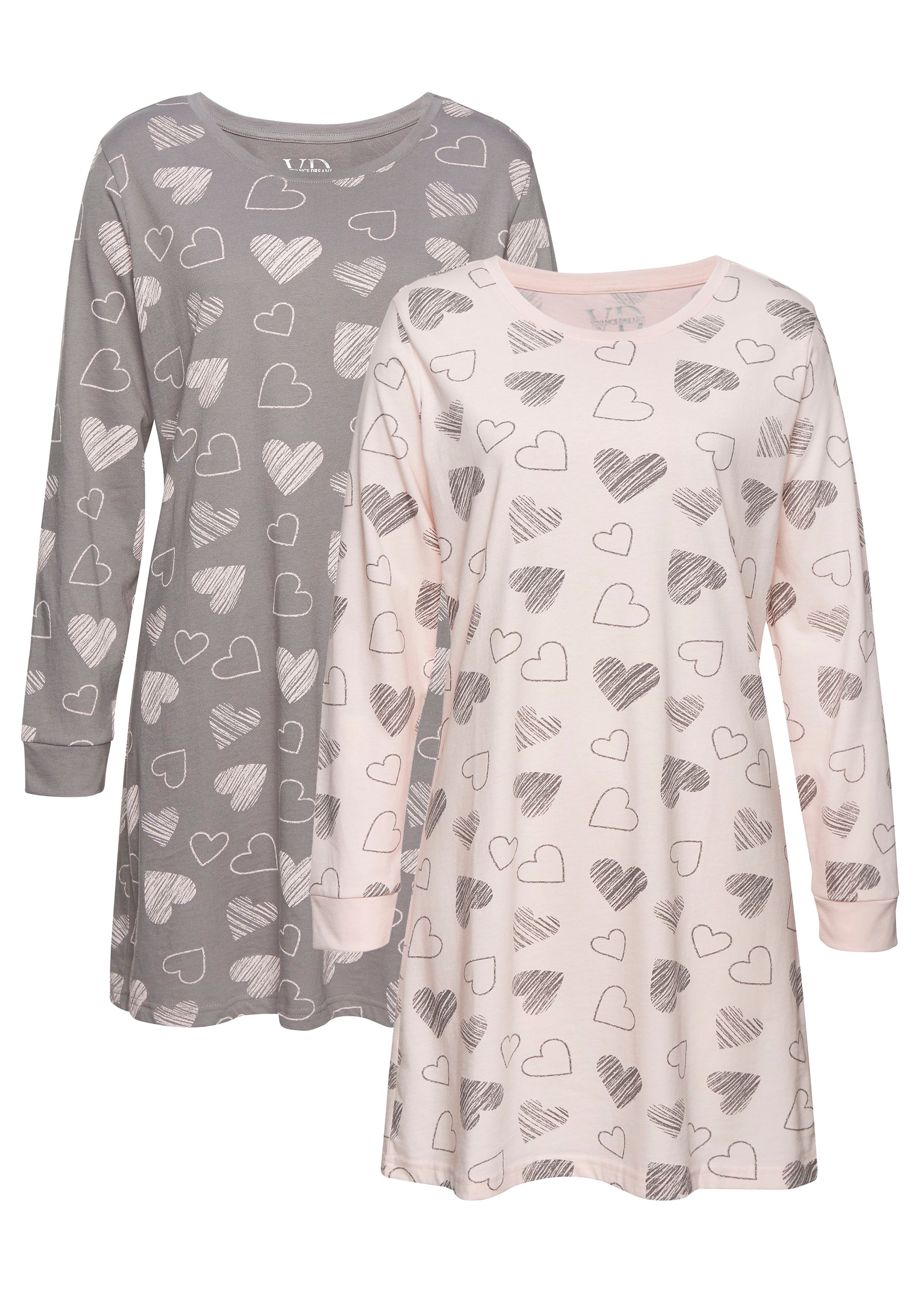 Vivance Dreams by Lascana Nachthemd Packung, mit süssem Herzprint