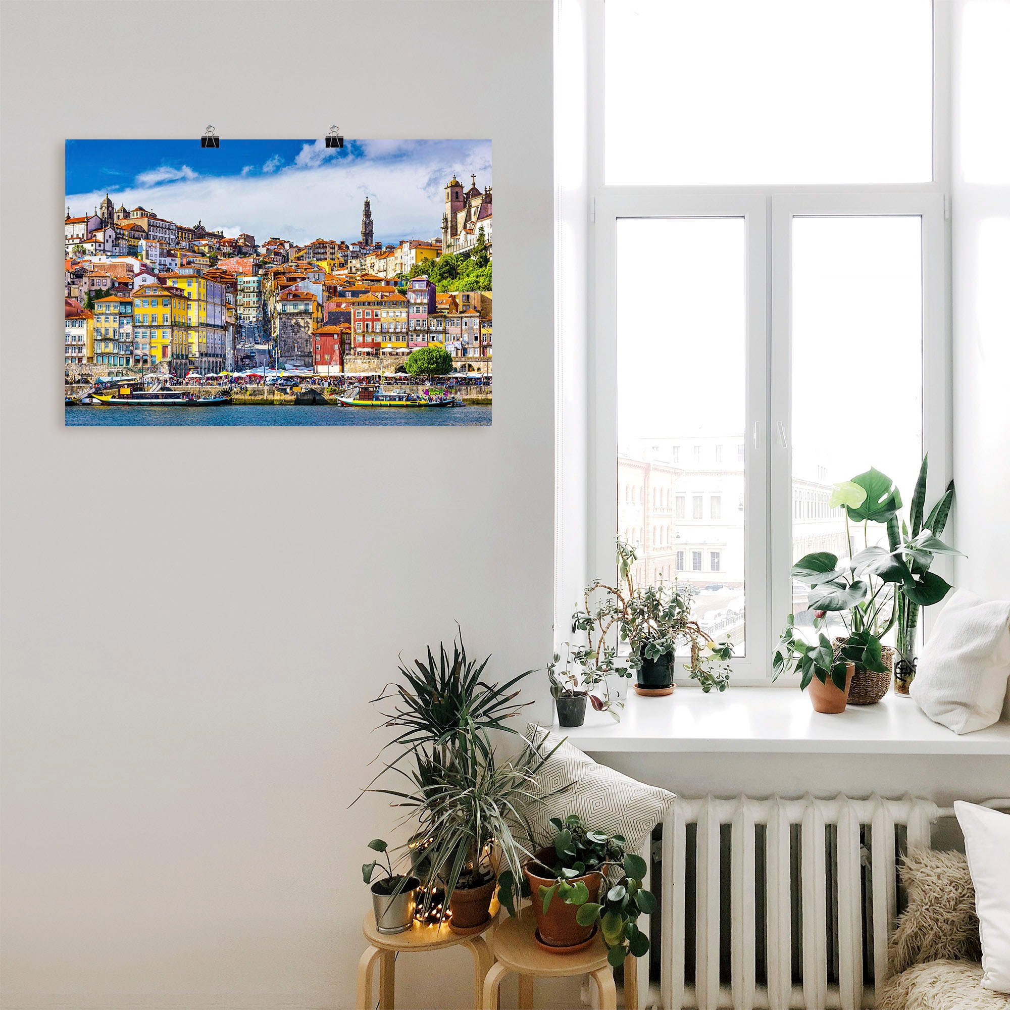 Artland Wandbild »Farbiges Panorama Porto«, Bilder von Europa, (1 St.), als Alubild, Leinwandbild, Wandaufkleber oder Poster in versch. Grössen