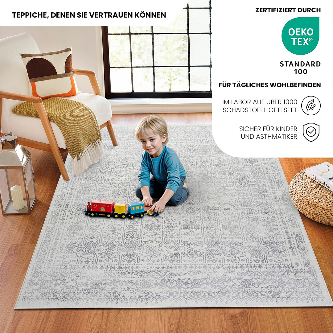 Livabliss Teppich »OTTAWA«, rechteckig, 9 mm Höhe, Vintage Orientteppich, Kurzflor Boho Wohnzimmerteppich, Läufer
