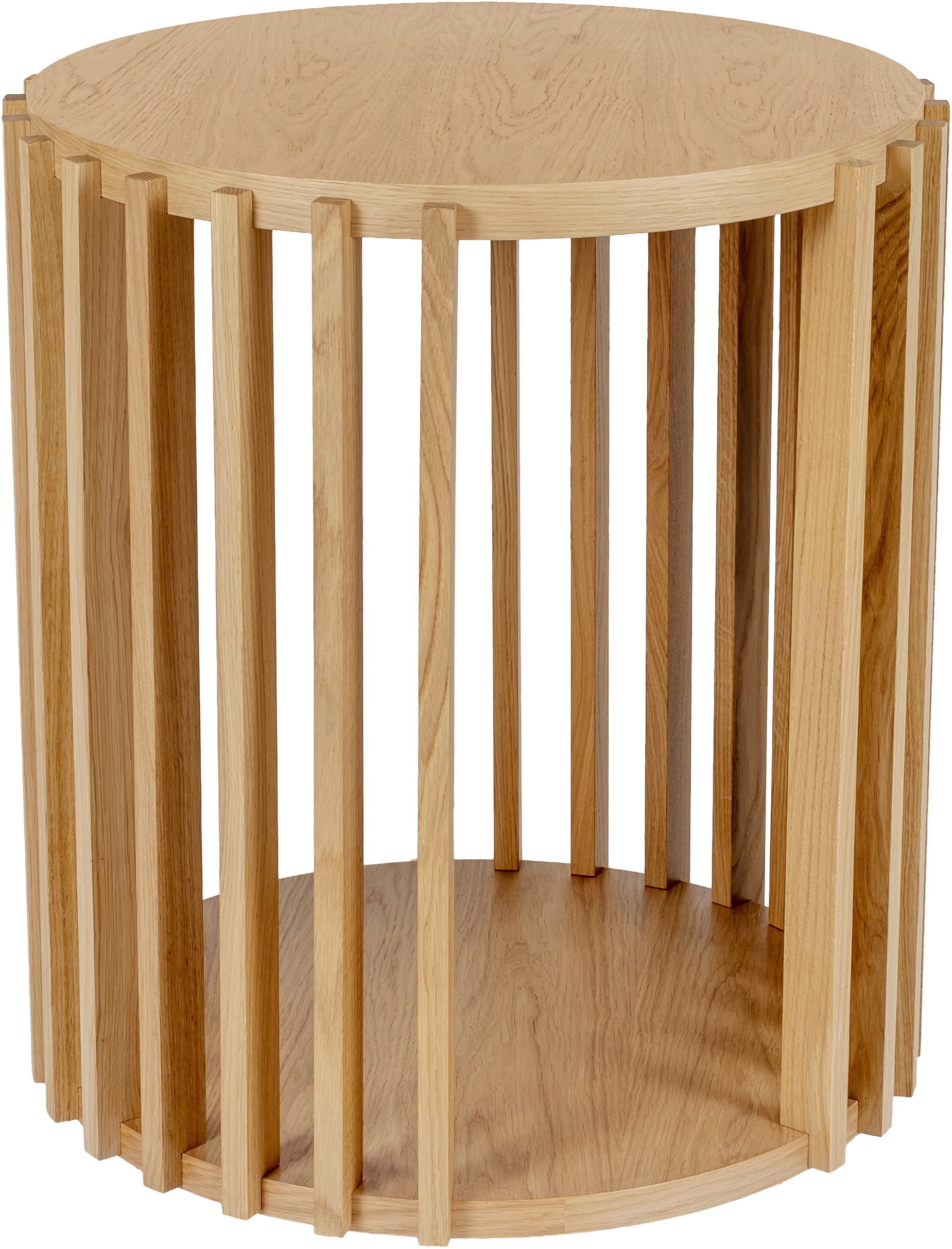 Woodman Beistelltisch »Drum, Breite/Tiefe/Höhe: 53/53/58 cm«, Holzfurnier aus Eiche, Sprossen aus massiver Eiche, FSC®